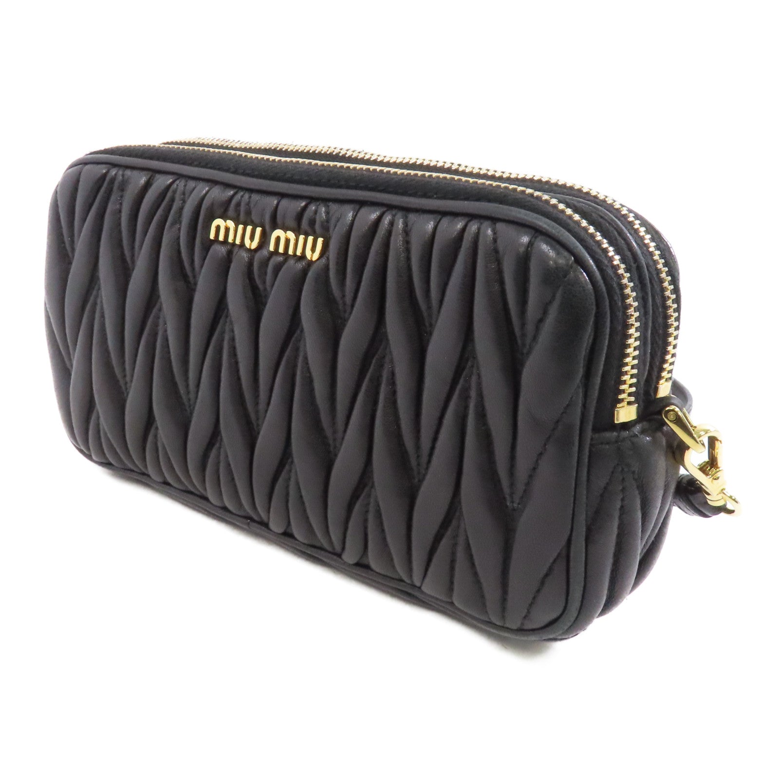Miu Miu 羊皮皮革Shoulder Bag金扣肩背袋黑色
