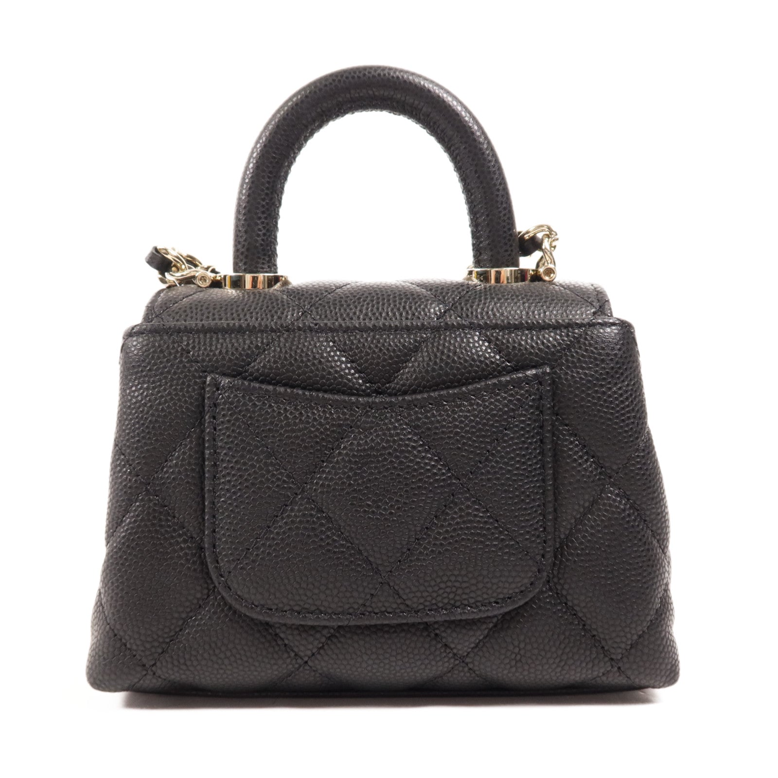 CHANEL 牛皮皮革Nano CoCo Handle銀扣肩背袋