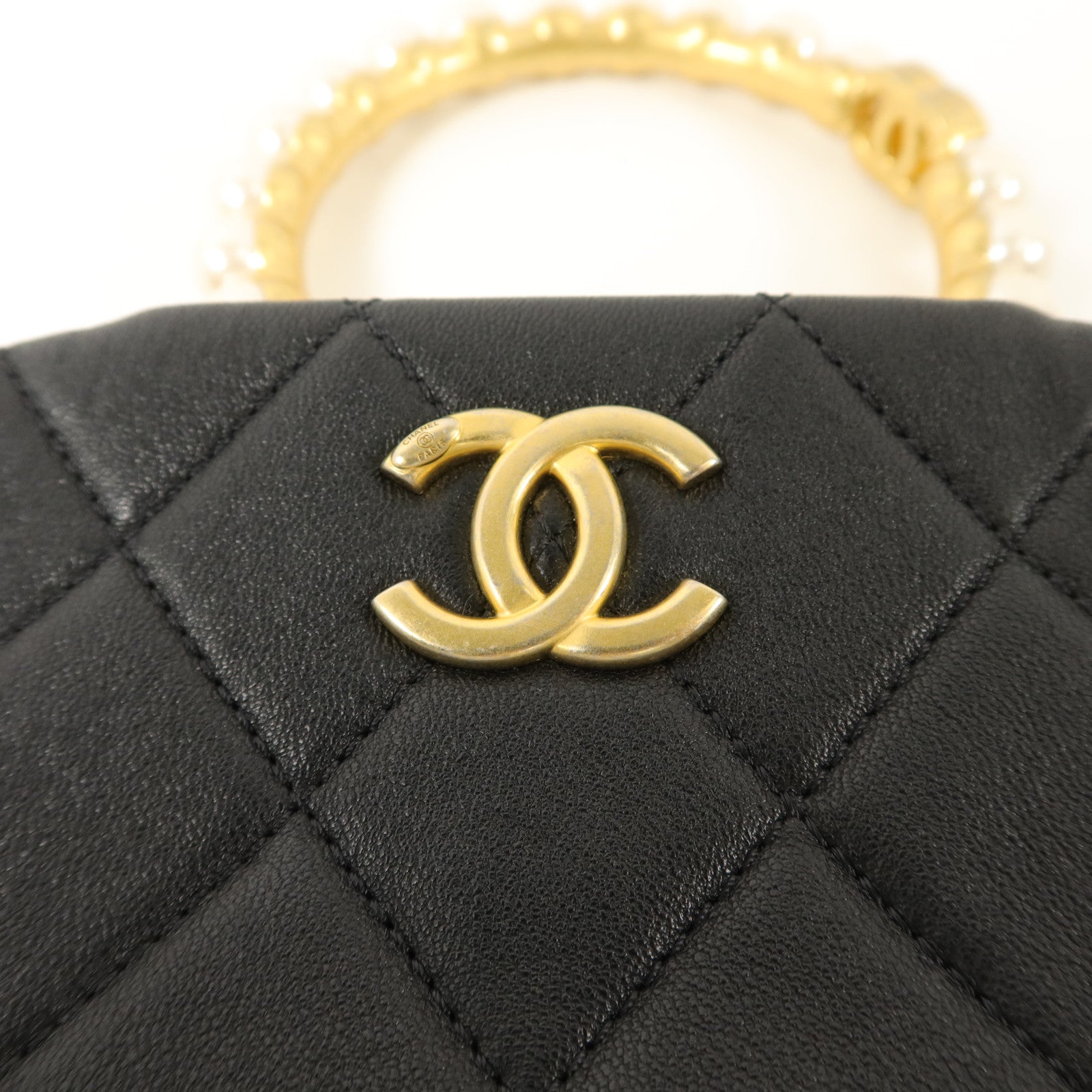 CHANEL 羊皮皮革Matelasse Handle手挽袋