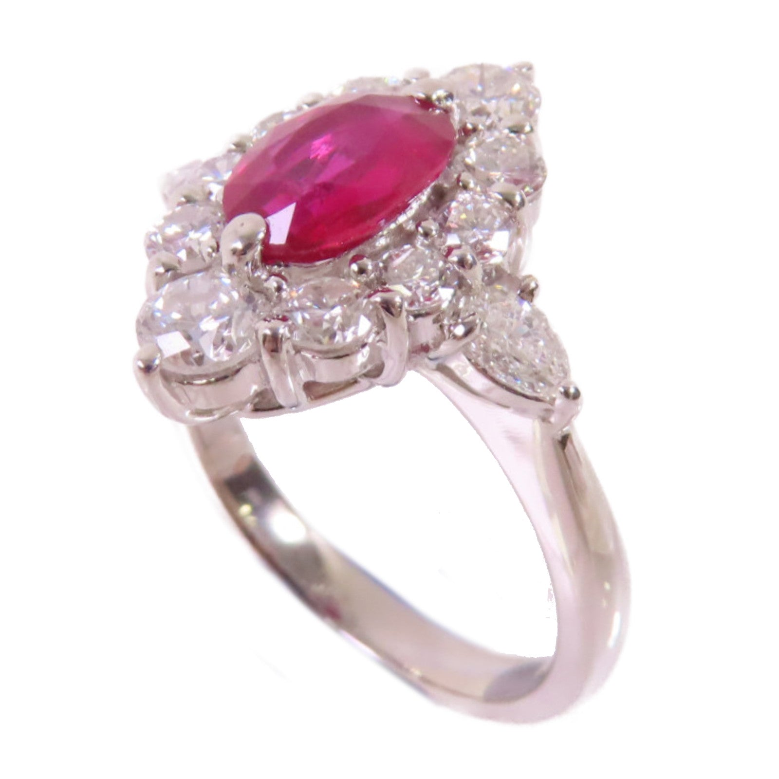 JEWELRY PT900鉑金/1.11ct紅寶石/1.26ct鑽石Ruby/Diamond Ring戒指US#5