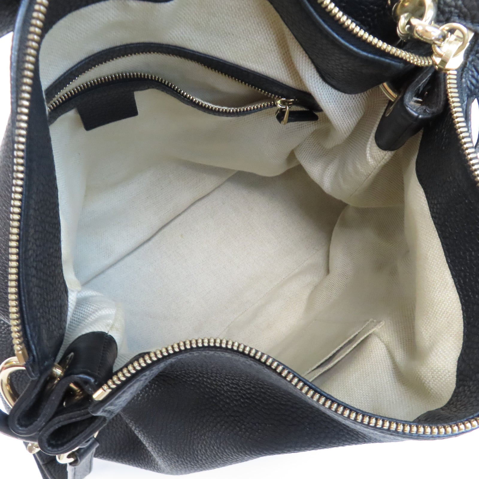 GUCCI 皮革Soho Shoulder Bag金扣手挽肩背兩用袋黑色