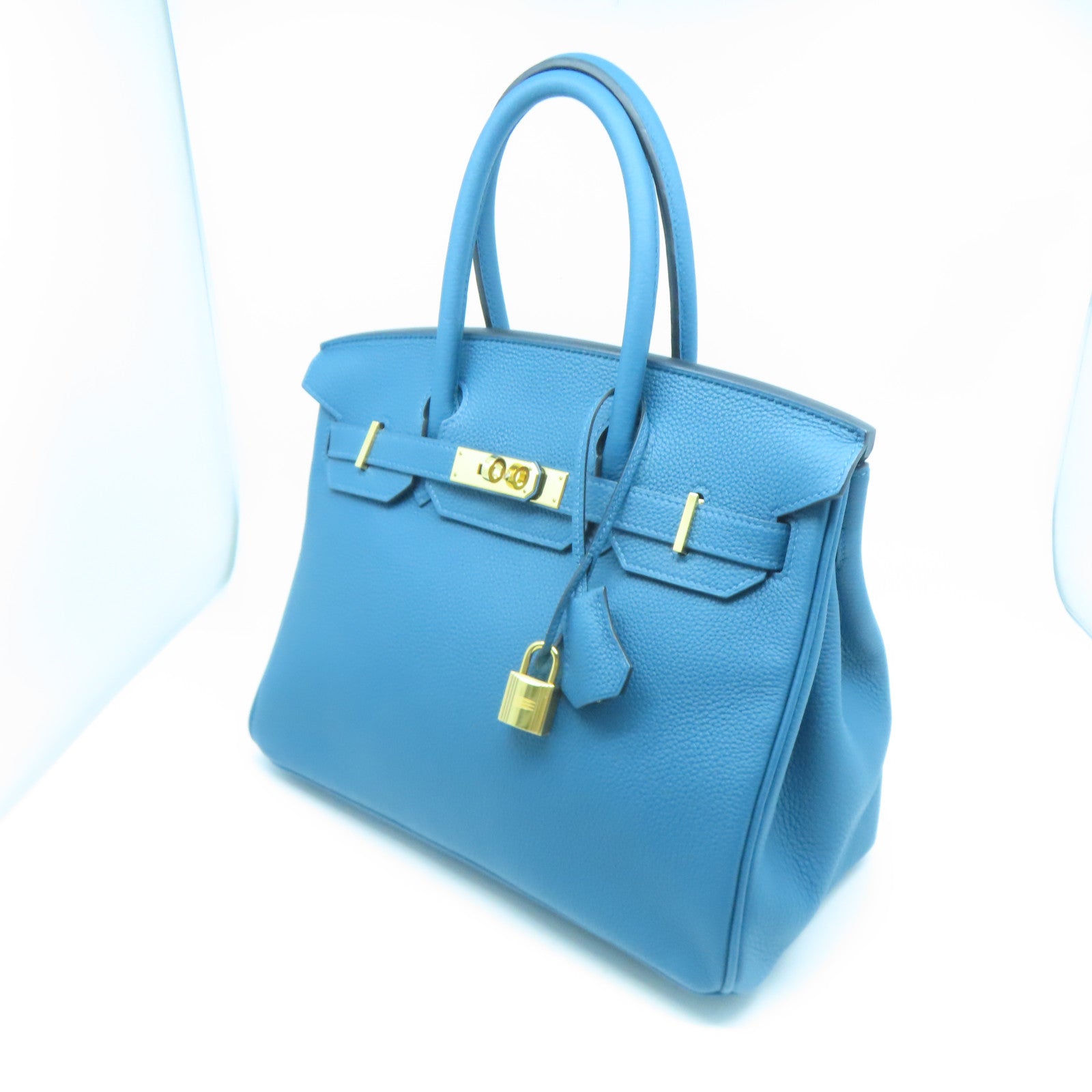 HERMES 【激減優惠】Taurillon Clemence皮革Birkin 30金扣手挽袋藍色