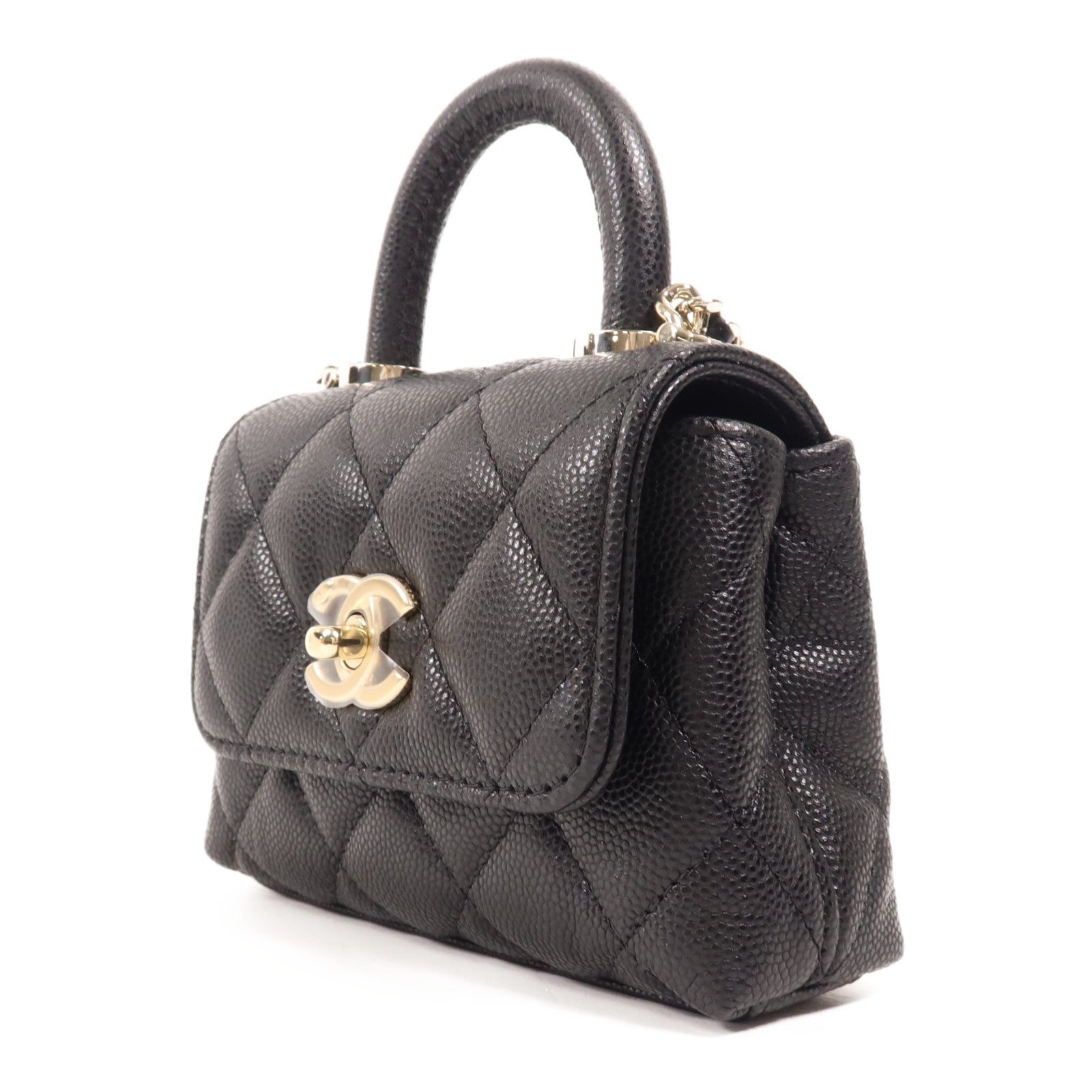 CHANEL 【激減優惠】牛皮皮革Nano CoCo Handle銀扣肩背袋