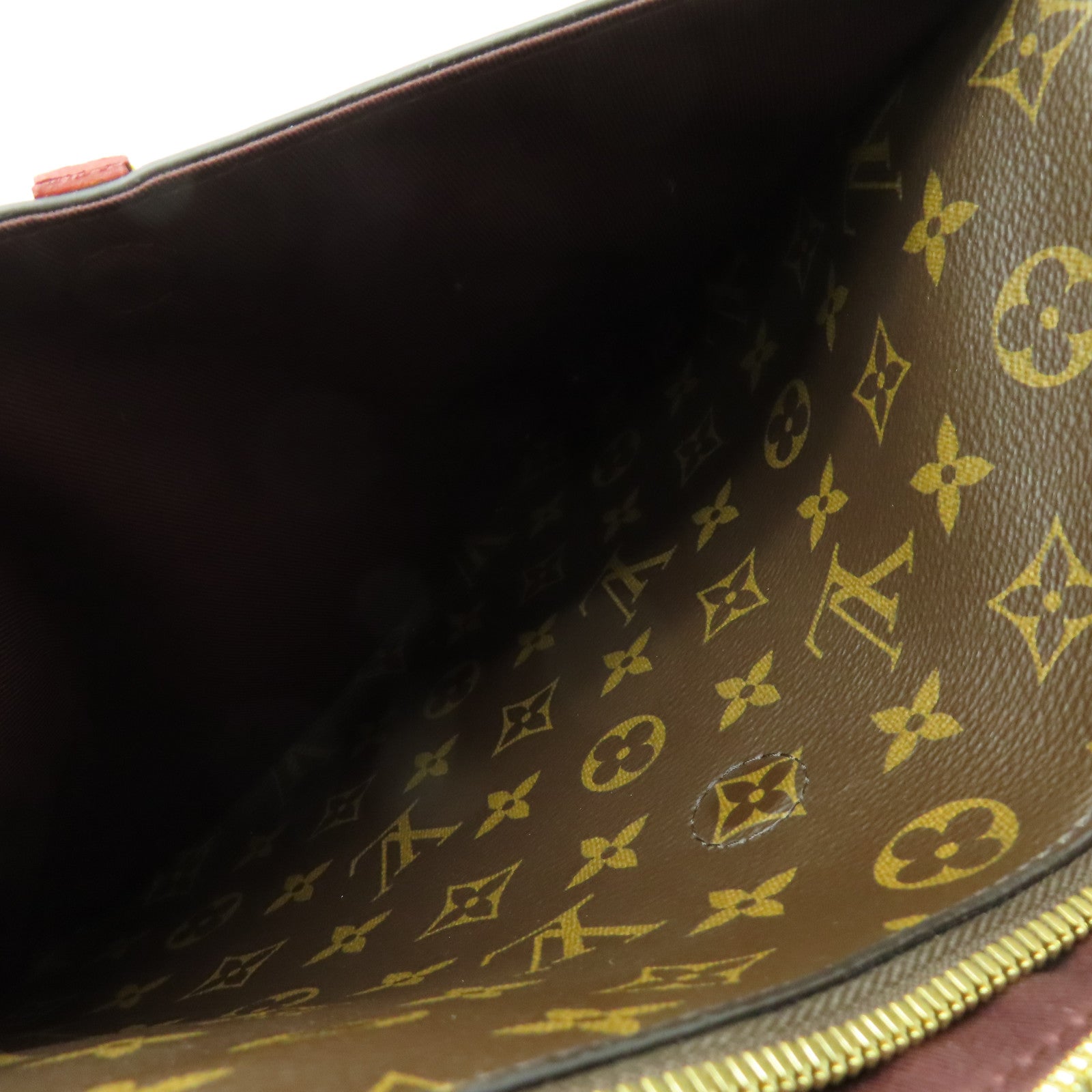 LOUIS VUITTON Monogram Odeon MM金扣肩背袋啡色