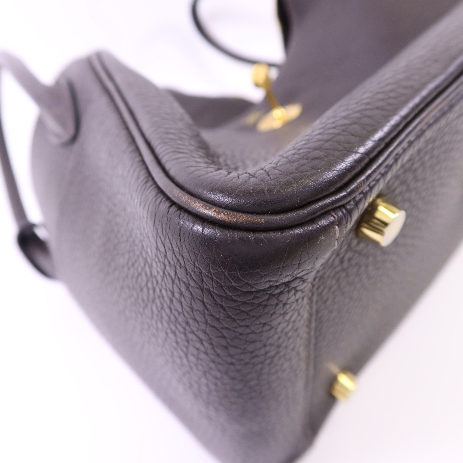 HERMES Clemence皮革Lindy 26金扣手挽肩背兩用袋Ebene