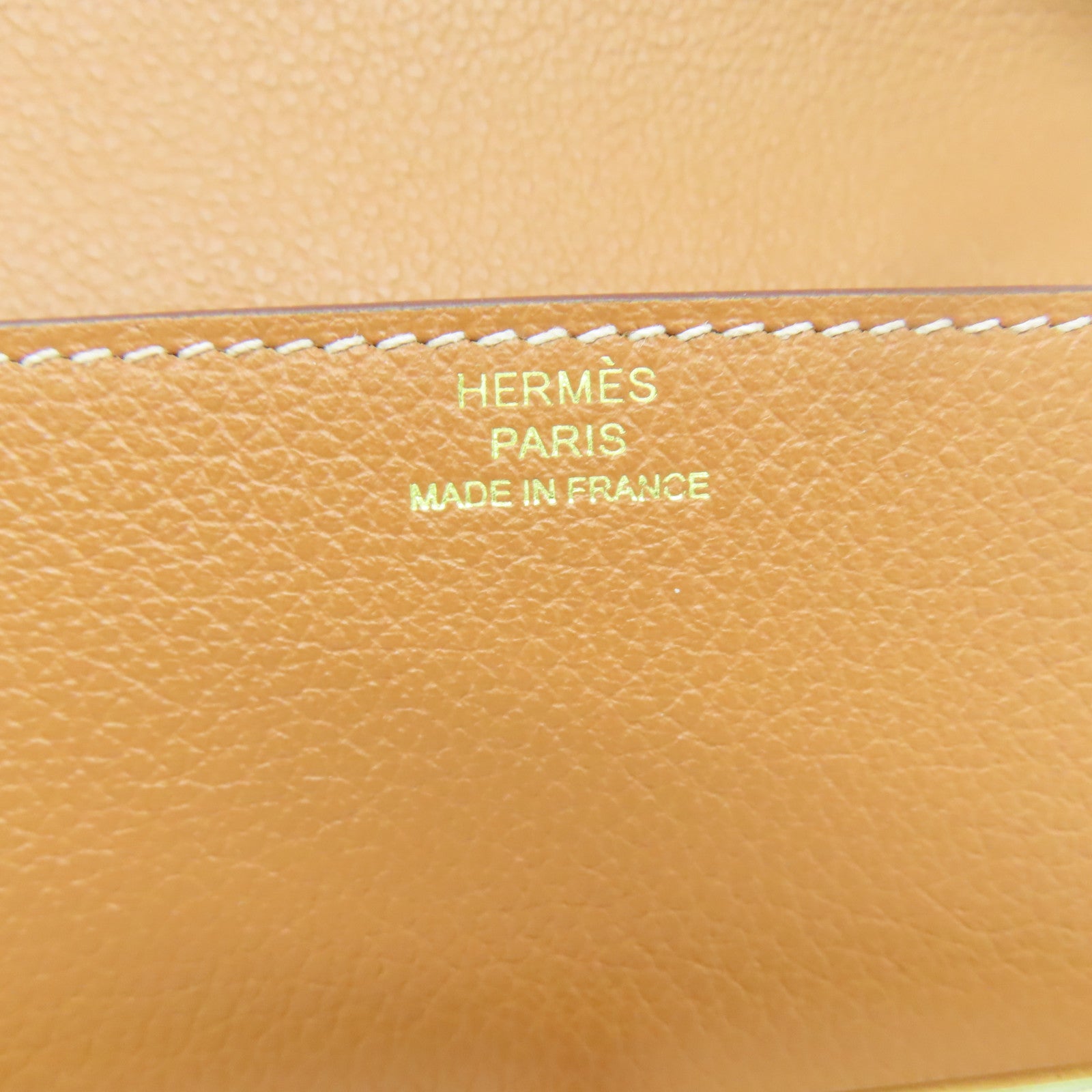 HERMES **【清倉大減價】Evercolor皮革Roulis Slim金扣錢包金色/經典駝色