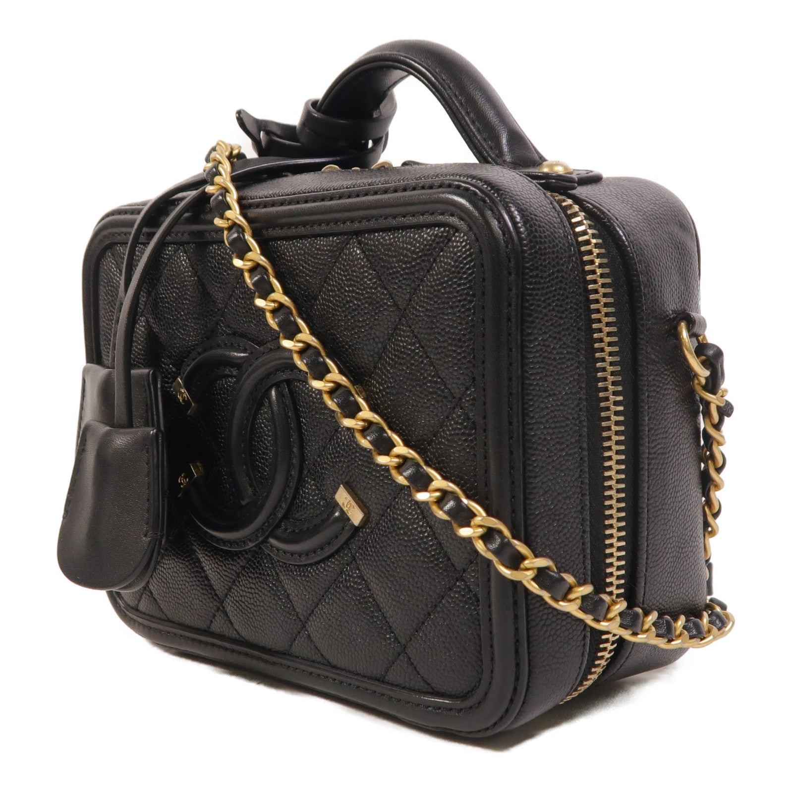 CHANEL 牛皮皮革Vanity Case金扣手挽肩背兩用袋