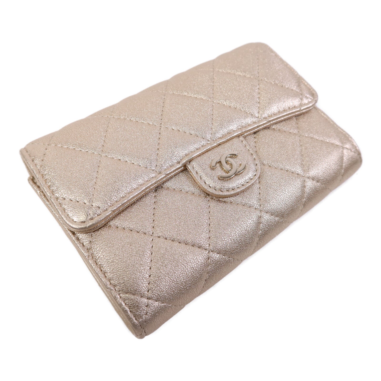 CHANEL 羊皮皮革Wallet金扣錢包