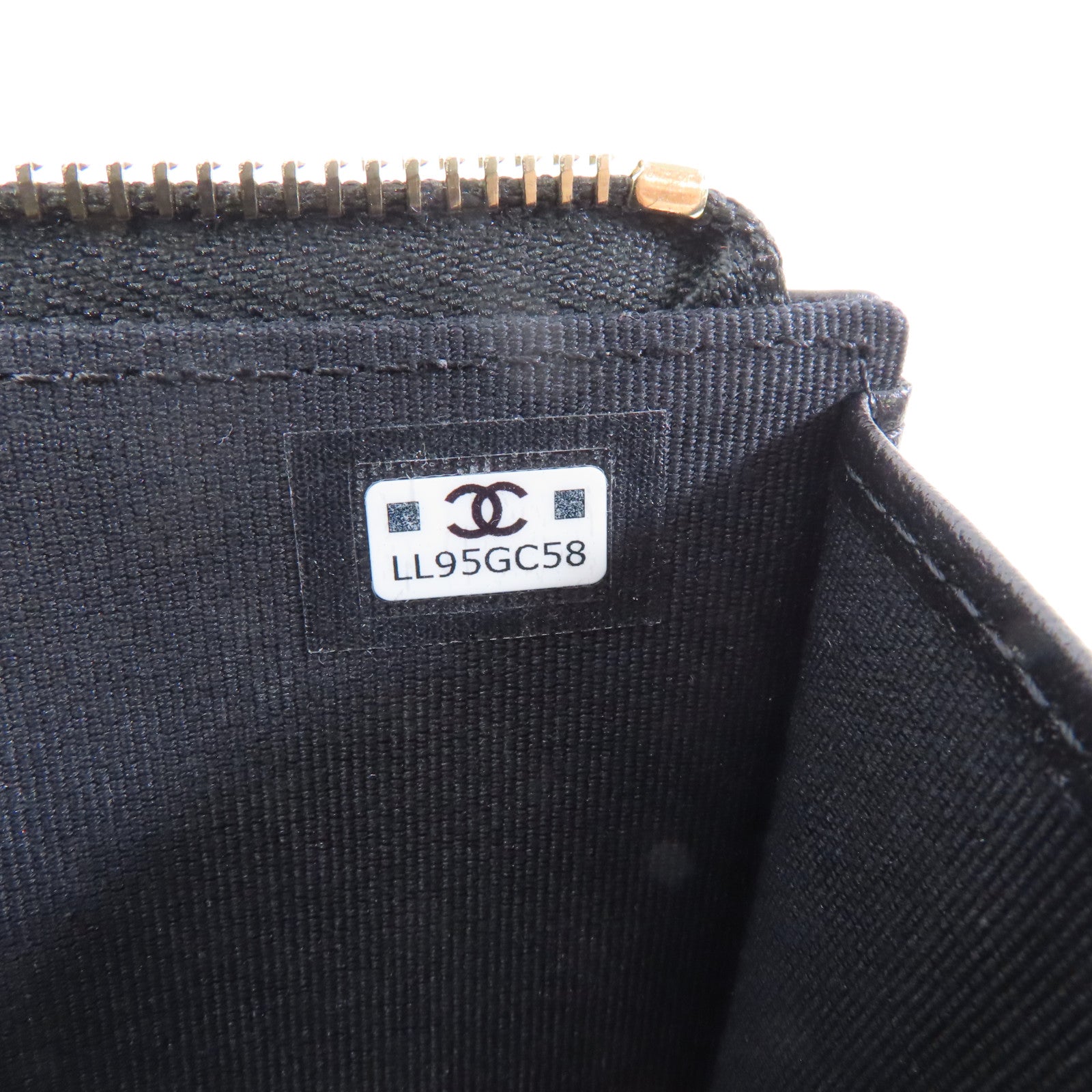 CHANEL 菱格羊皮皮革Card Case金扣卡片套黑色