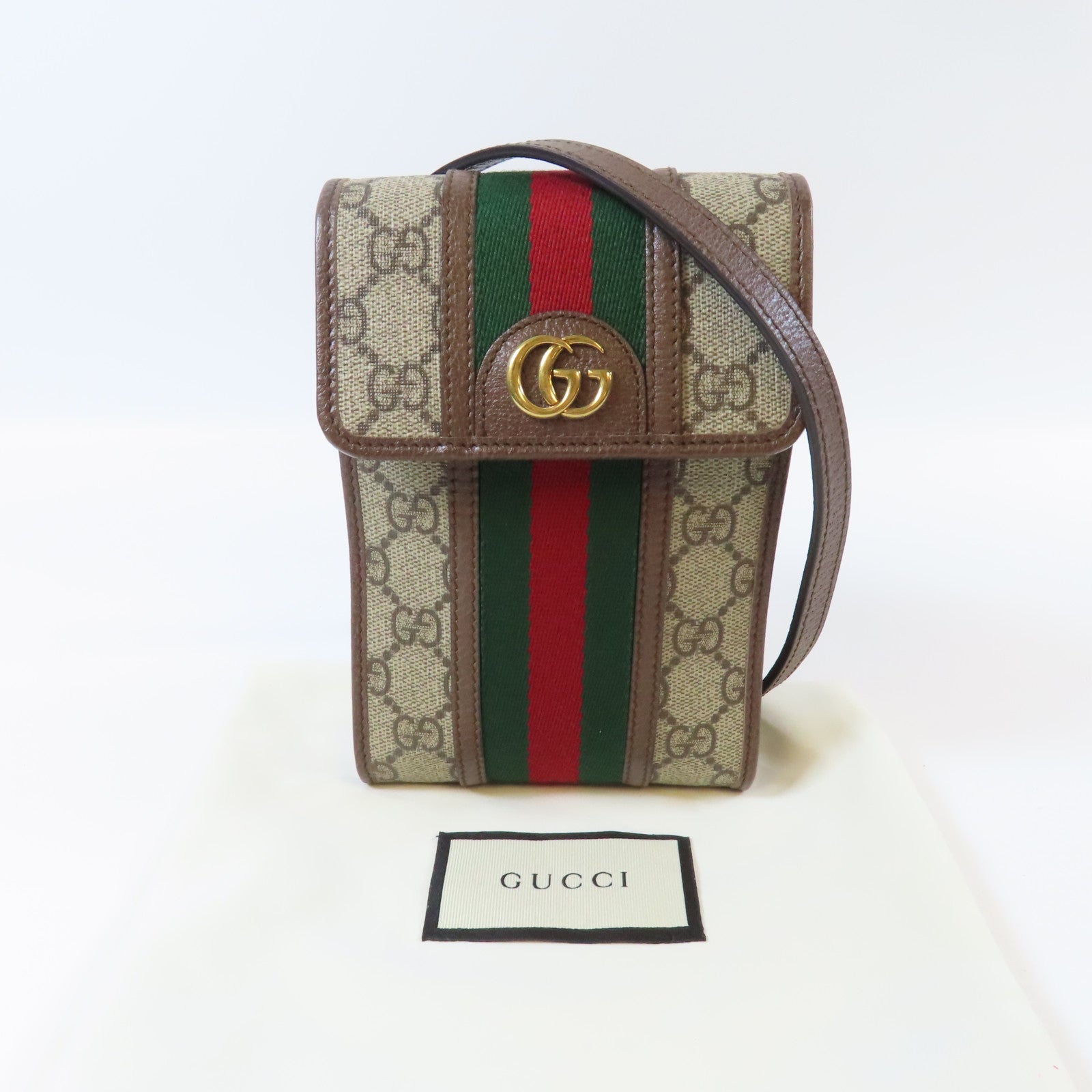 GUCCI 【激減優惠】塗層帆布Ophidia GG Mini Shoulder Bag金扣肩背袋啡色