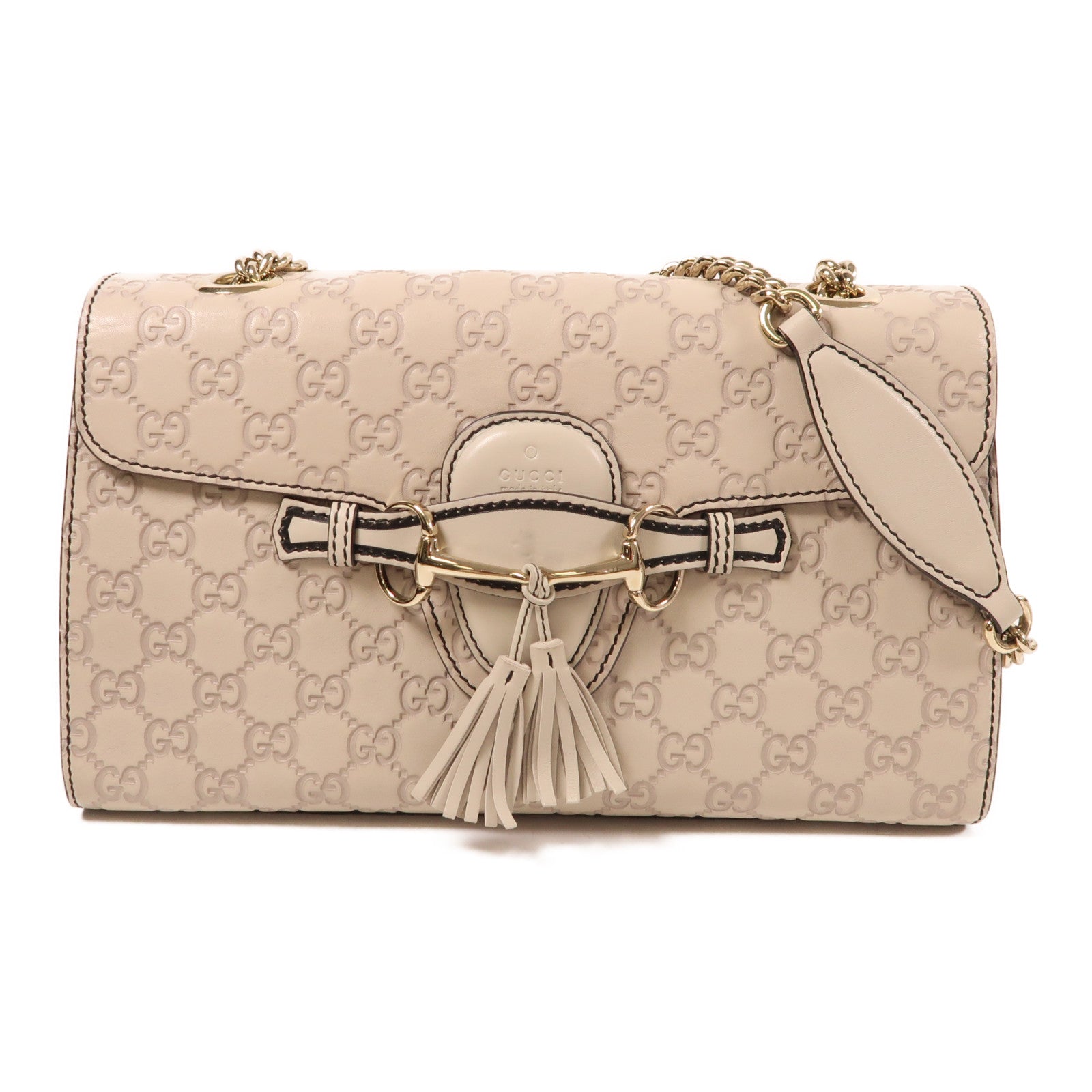 GUCCI 皮革Chain Shoulder金扣鏈帶肩背袋