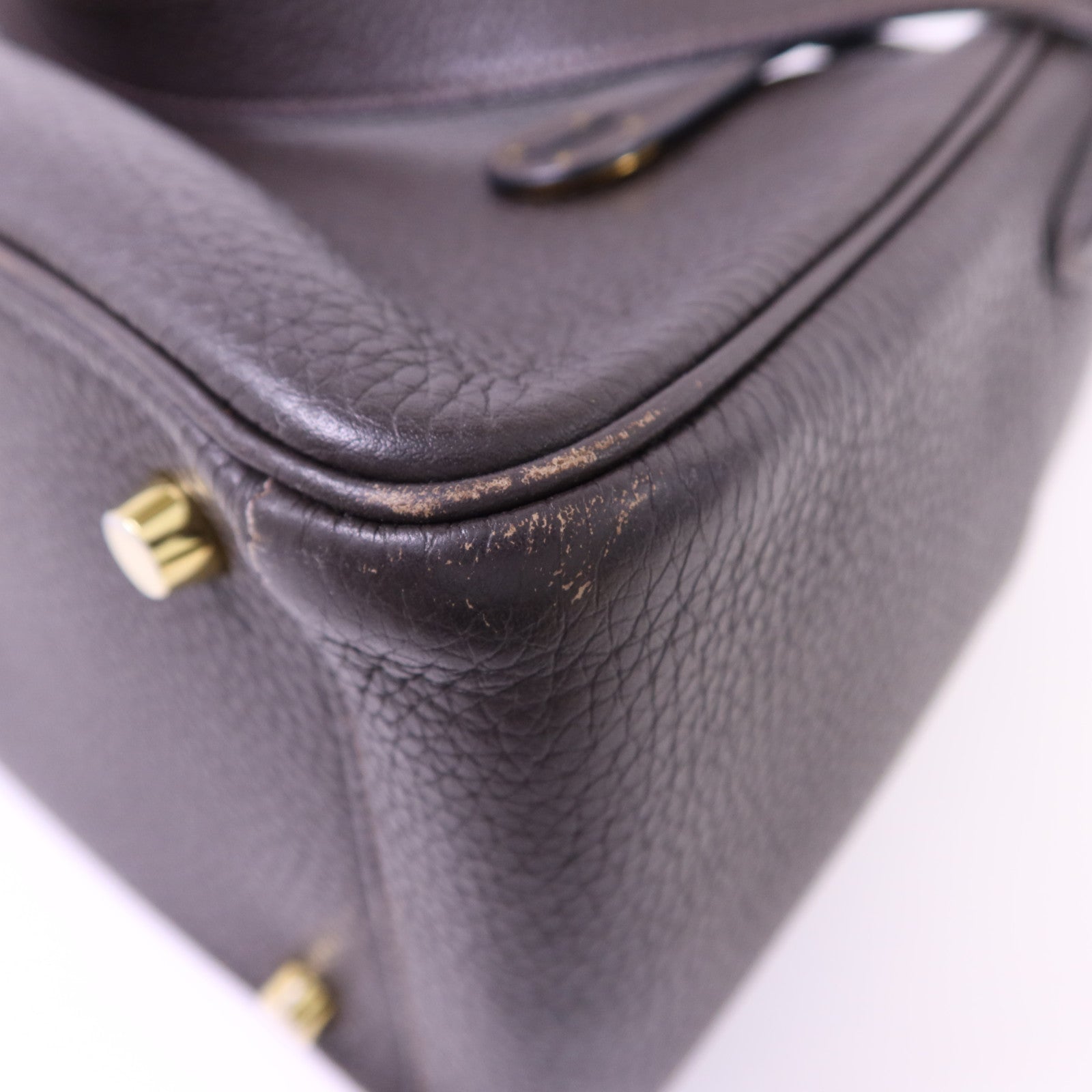 HERMES Clemence皮革Lindy 26金扣手挽肩背兩用袋Ebene