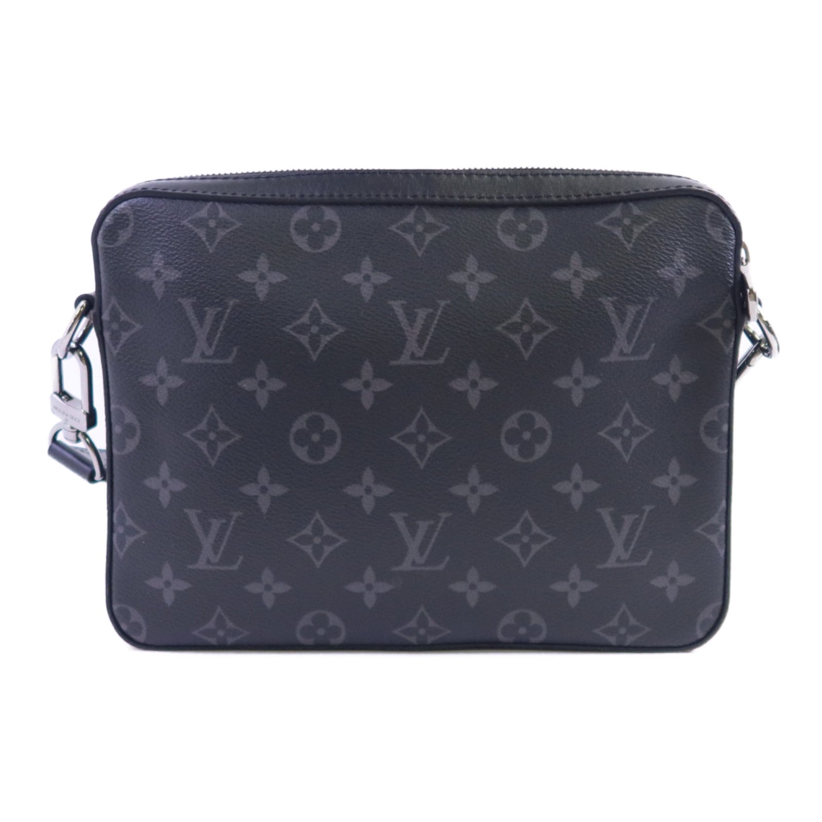 LOUIS VUITTON Monogram Eclipse Reverse Trio Messenger銀扣肩背袋灰色