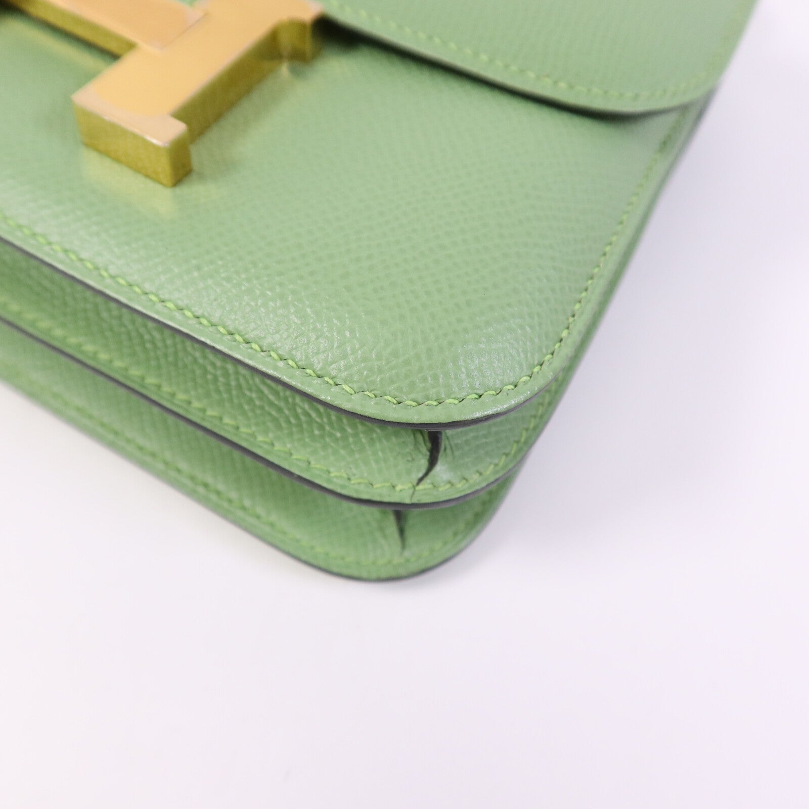 HERMES 【激減優惠】Epsom皮革Constance Mini金扣手挽肩背兩用袋Vert Criquet