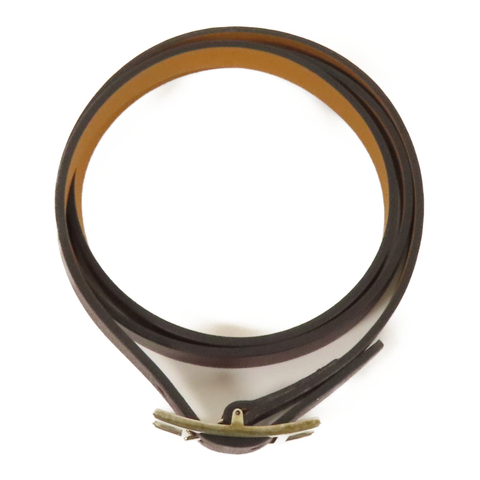 HERMES Swift皮革Behapi Double Tour Bracelet銀扣手帶Brown