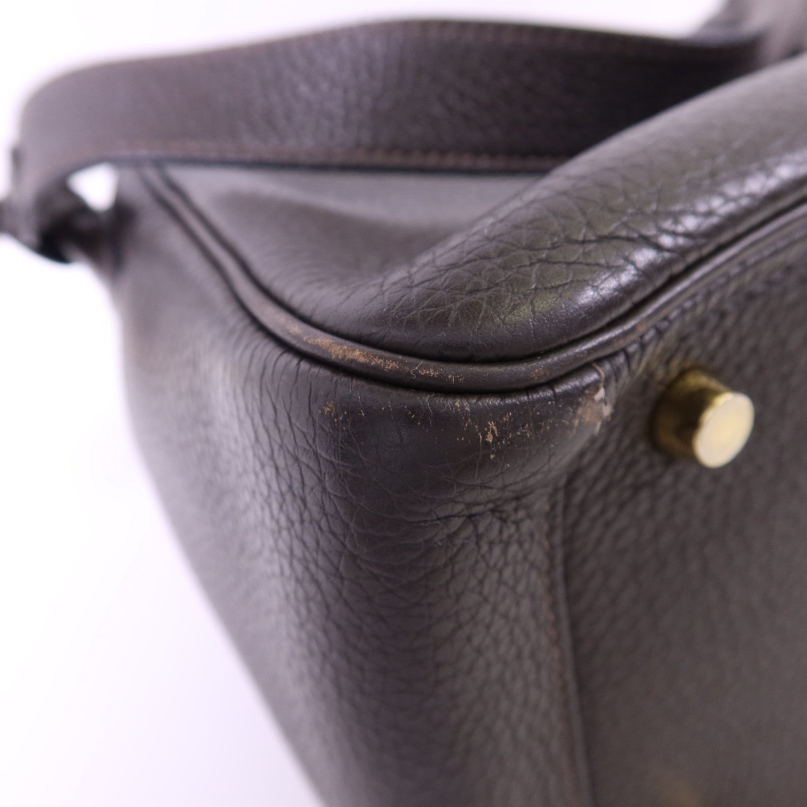 HERMES Clemence皮革Lindy 26金扣手挽肩背兩用袋Ebene