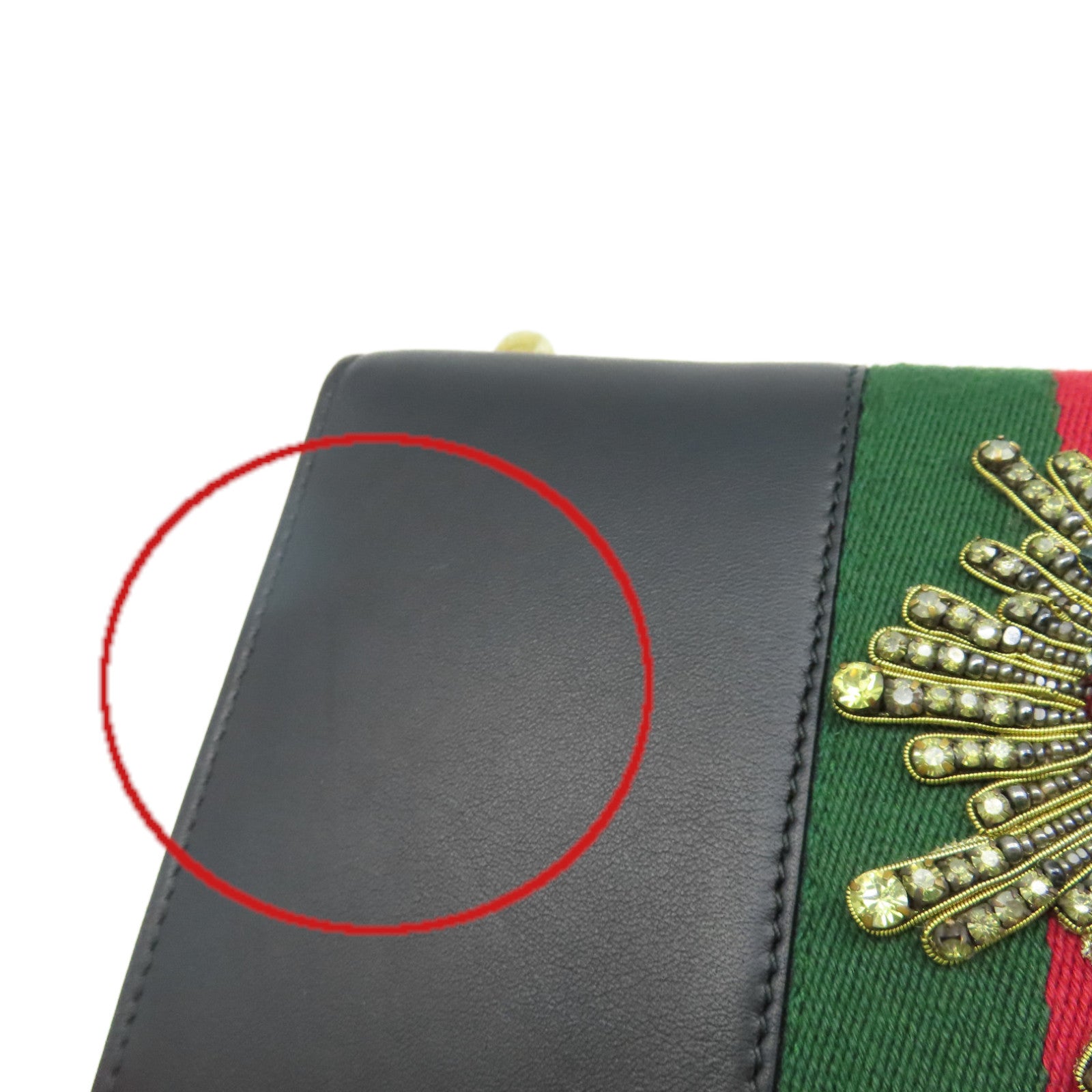 GUCCI 牛皮皮革Chain Shoulder Bag金扣鏈帶肩背袋黑色