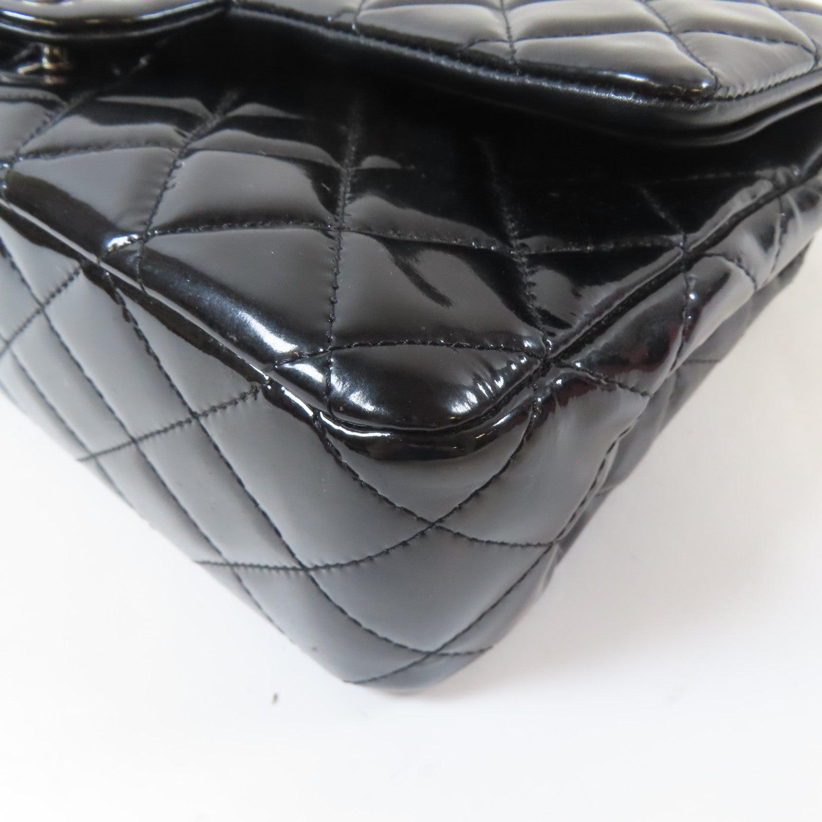 CHANEL (PRICE DOWN) Quilted CC SHW Chain Shoulder Bag Patent Leather Black