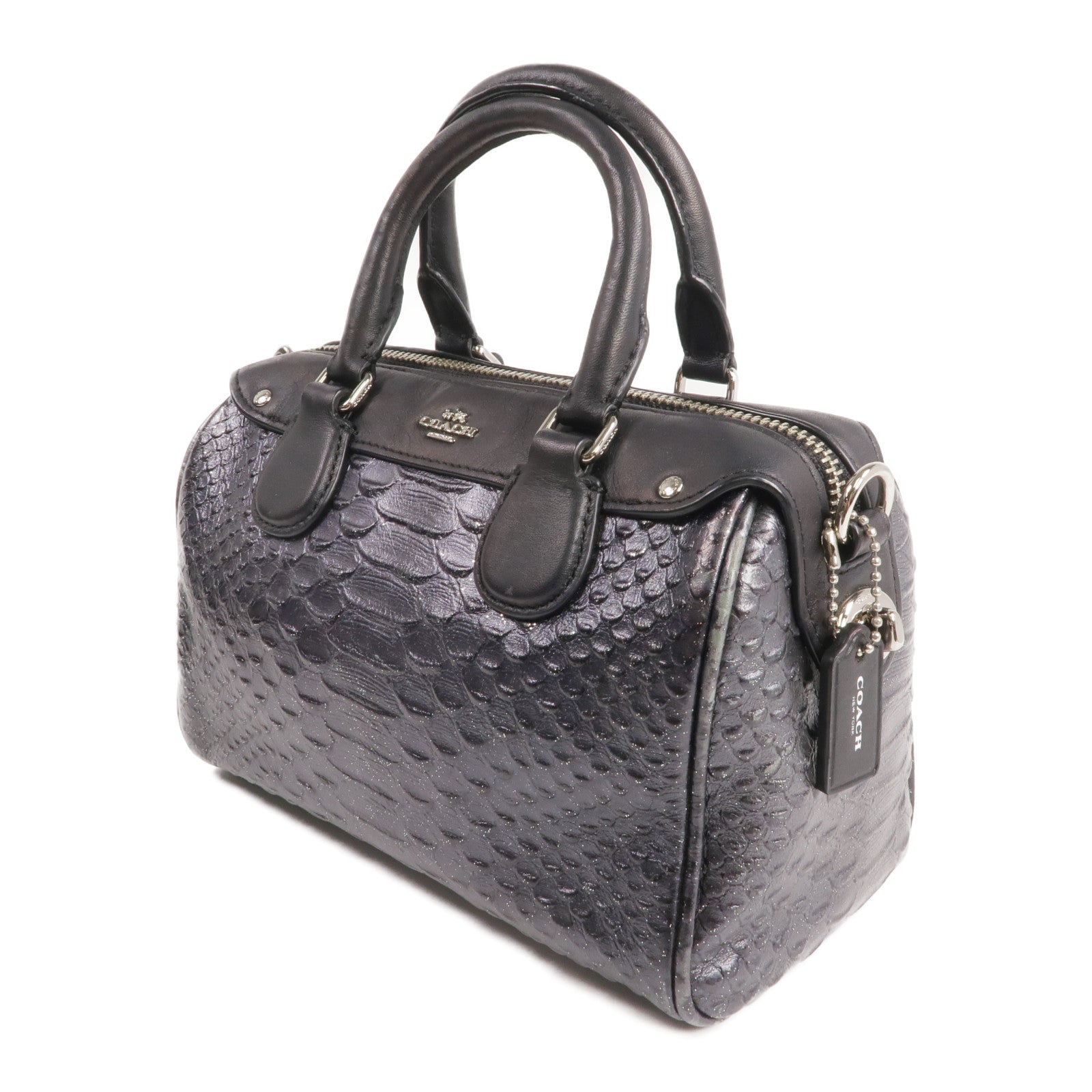 COACH 牛皮皮革2 Way Shoulder Bag銀扣手挽肩背兩用袋