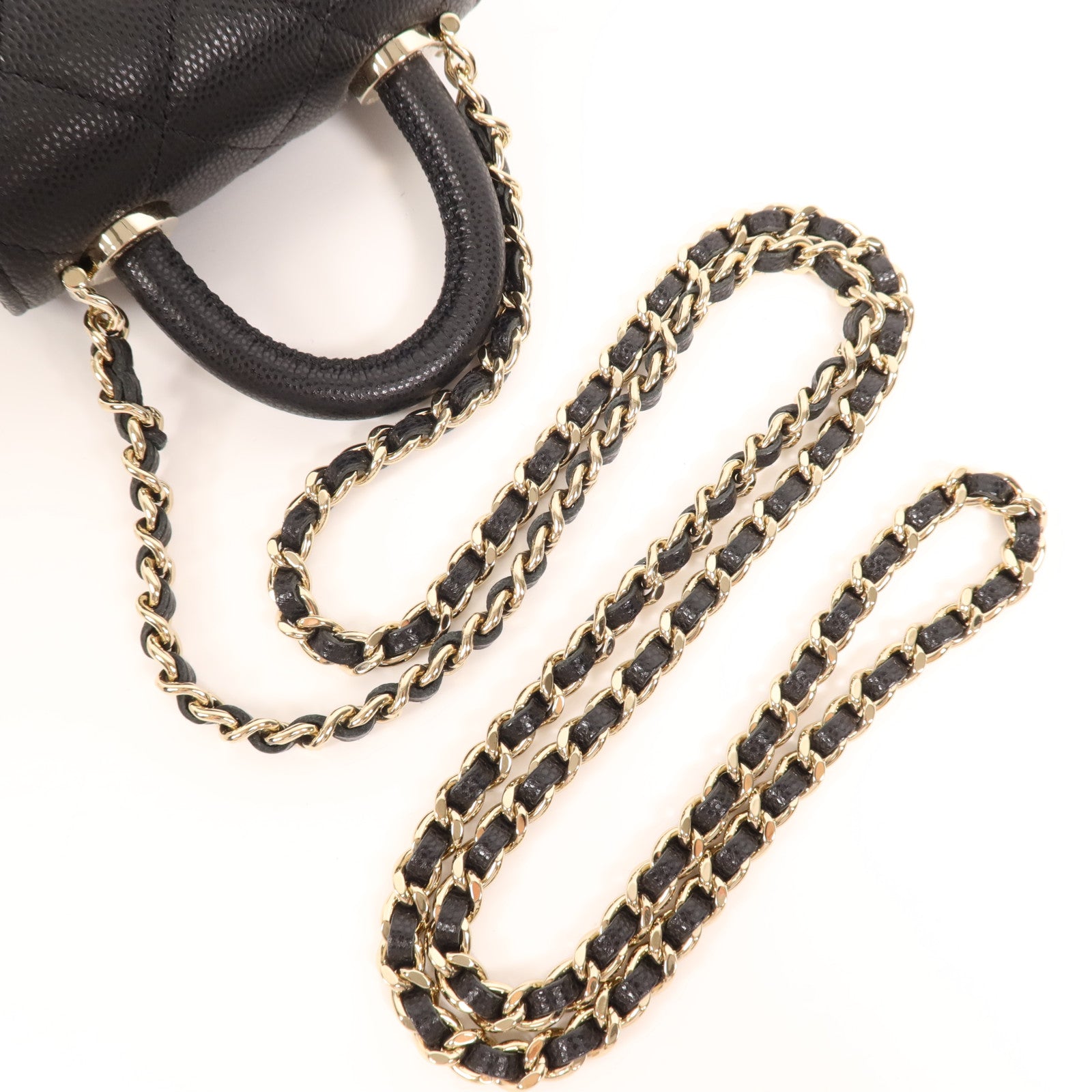 CHANEL 牛皮皮革Nano CoCo Handle銀扣肩背袋