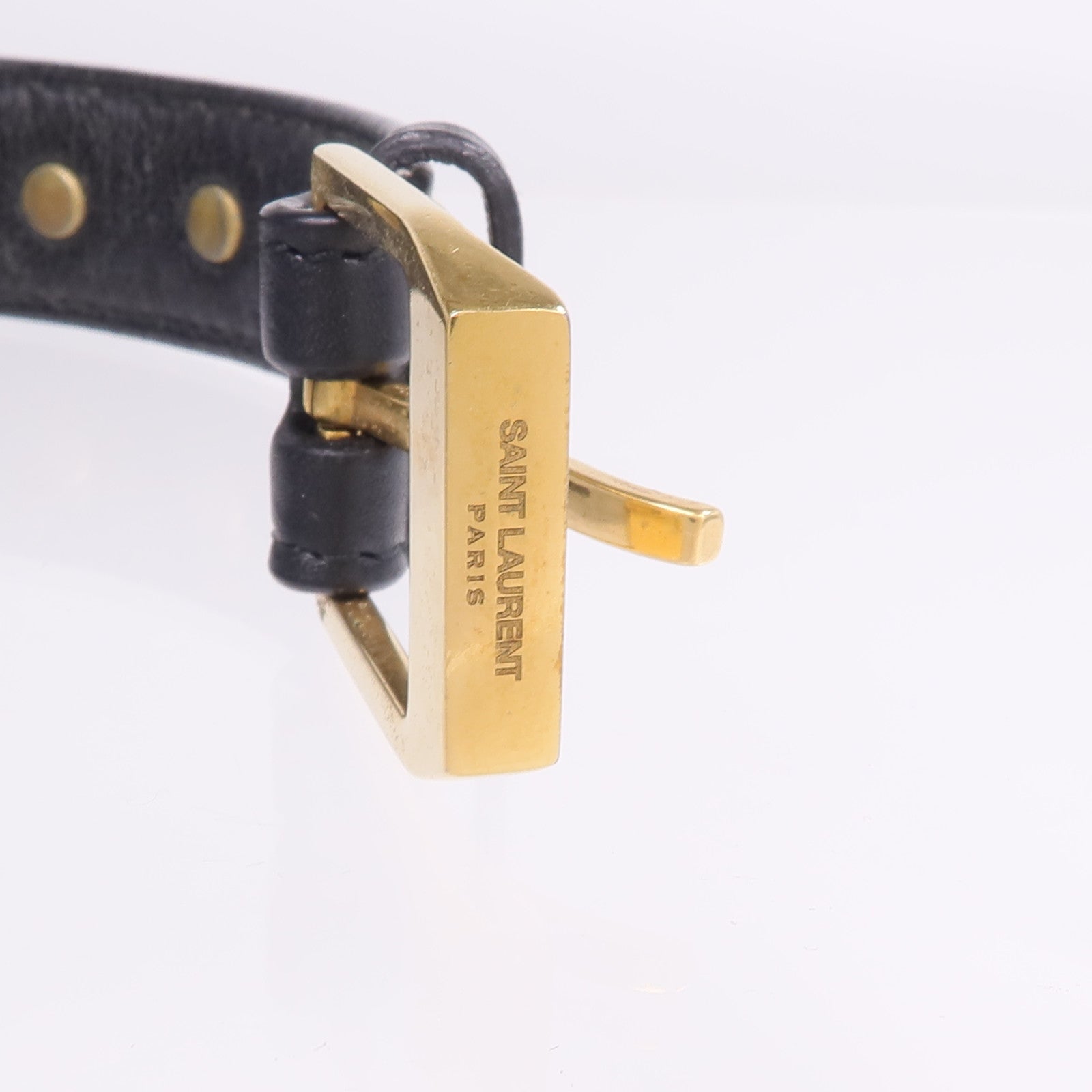 YVES SAINT LAURENT 牛皮皮革/金屬Studded De Force Bracelet手帶