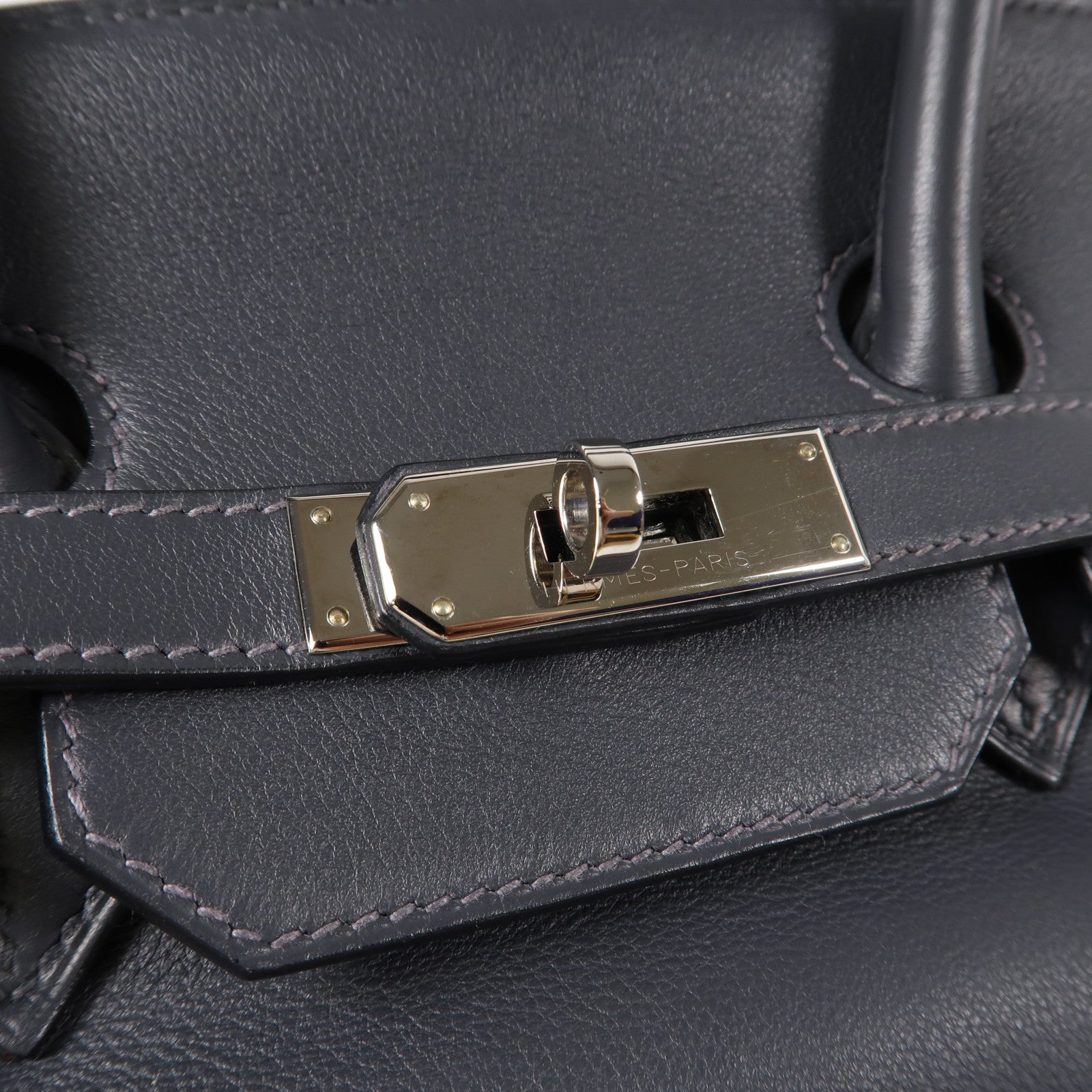 HERMES Swift皮革Birkin 35銀扣手挽袋Graphite石墨灰色