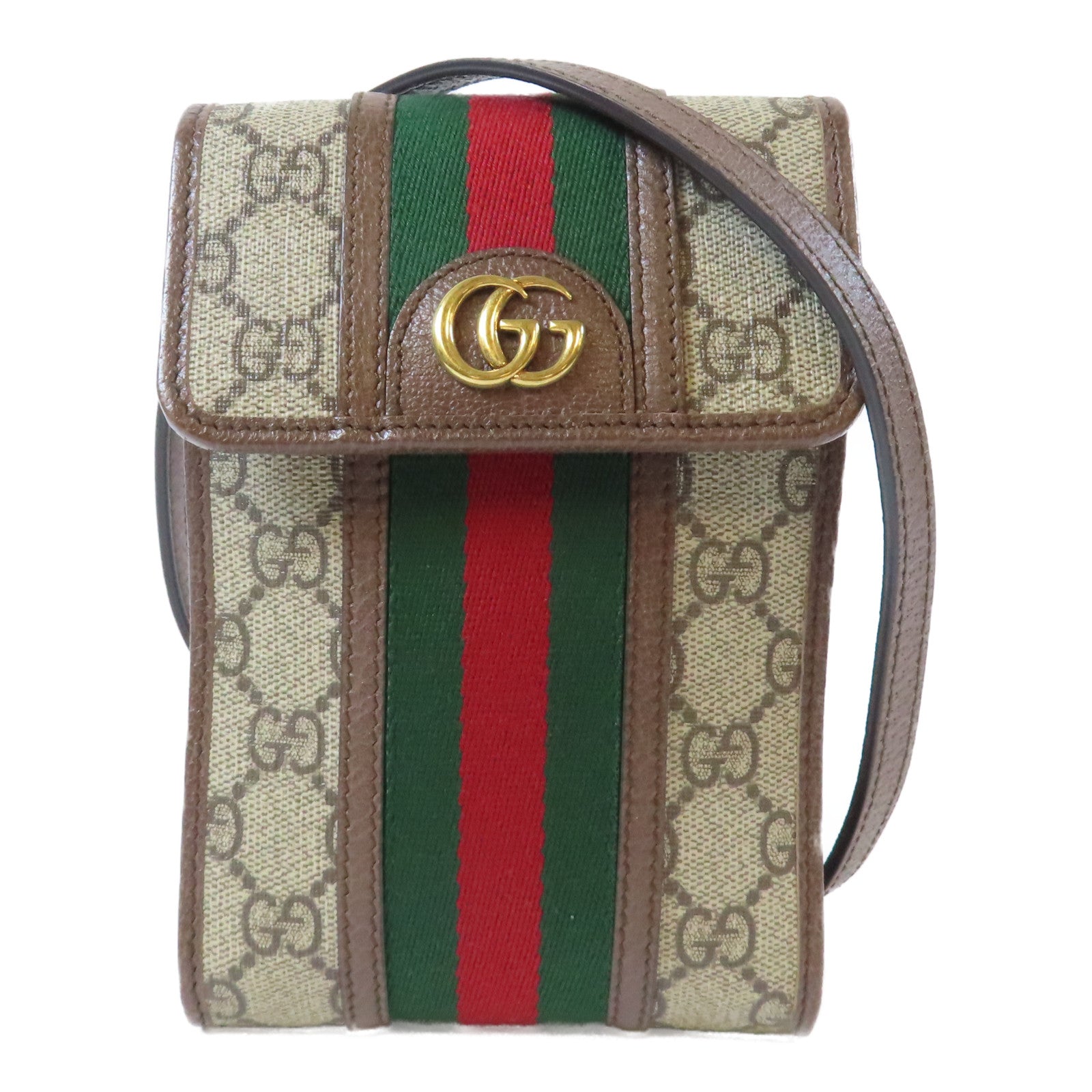 GUCCI 【激減優惠】塗層帆布Ophidia GG Mini Shoulder Bag金扣肩背袋啡色