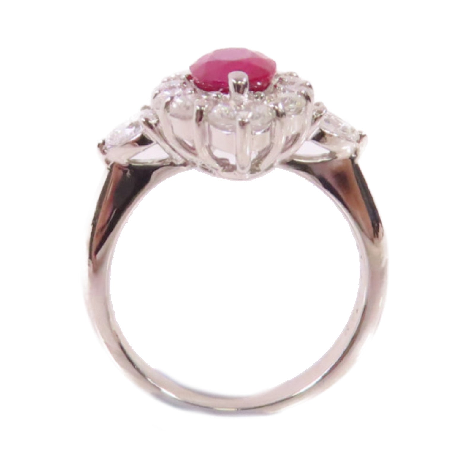 JEWELRY PT900鉑金/1.11ct紅寶石/1.26ct鑽石Ruby/Diamond Ring戒指US#5
