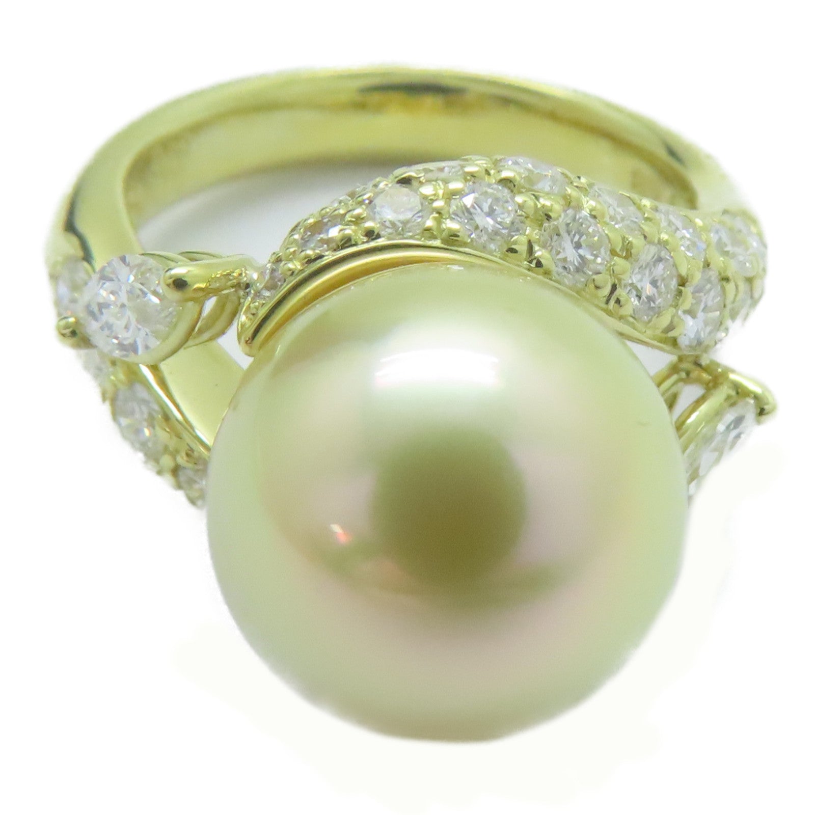 JEWELRY 【激減優惠】18K黃金/Pearl 11.4mm/0.29ct鑽石Pearl Ring戒指US#6.5