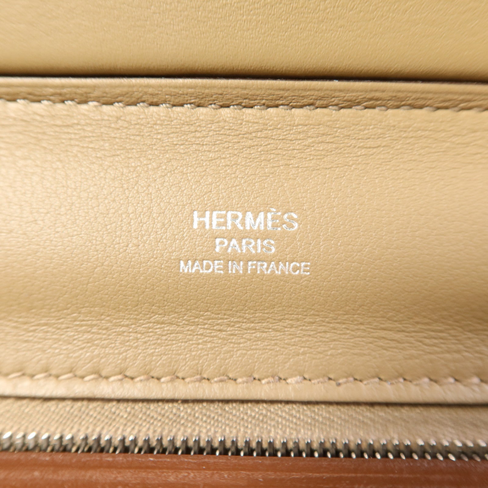 HERMES Evercolor/Swift皮革24/24 Mini銀扣手挽肩背兩用袋Etoupe