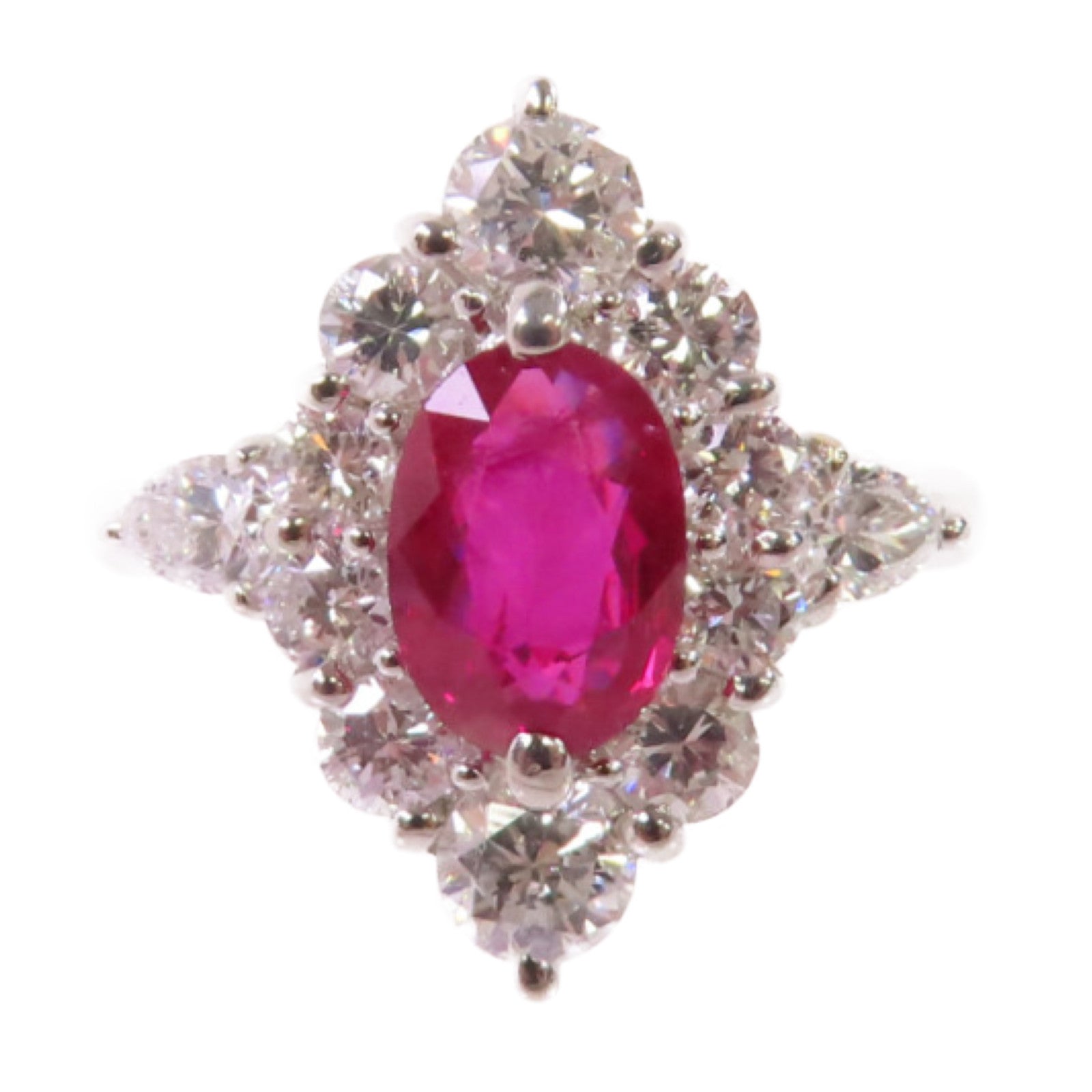 JEWELRY PT900鉑金/1.11ct紅寶石/1.26ct鑽石Ruby/Diamond Ring戒指US#5