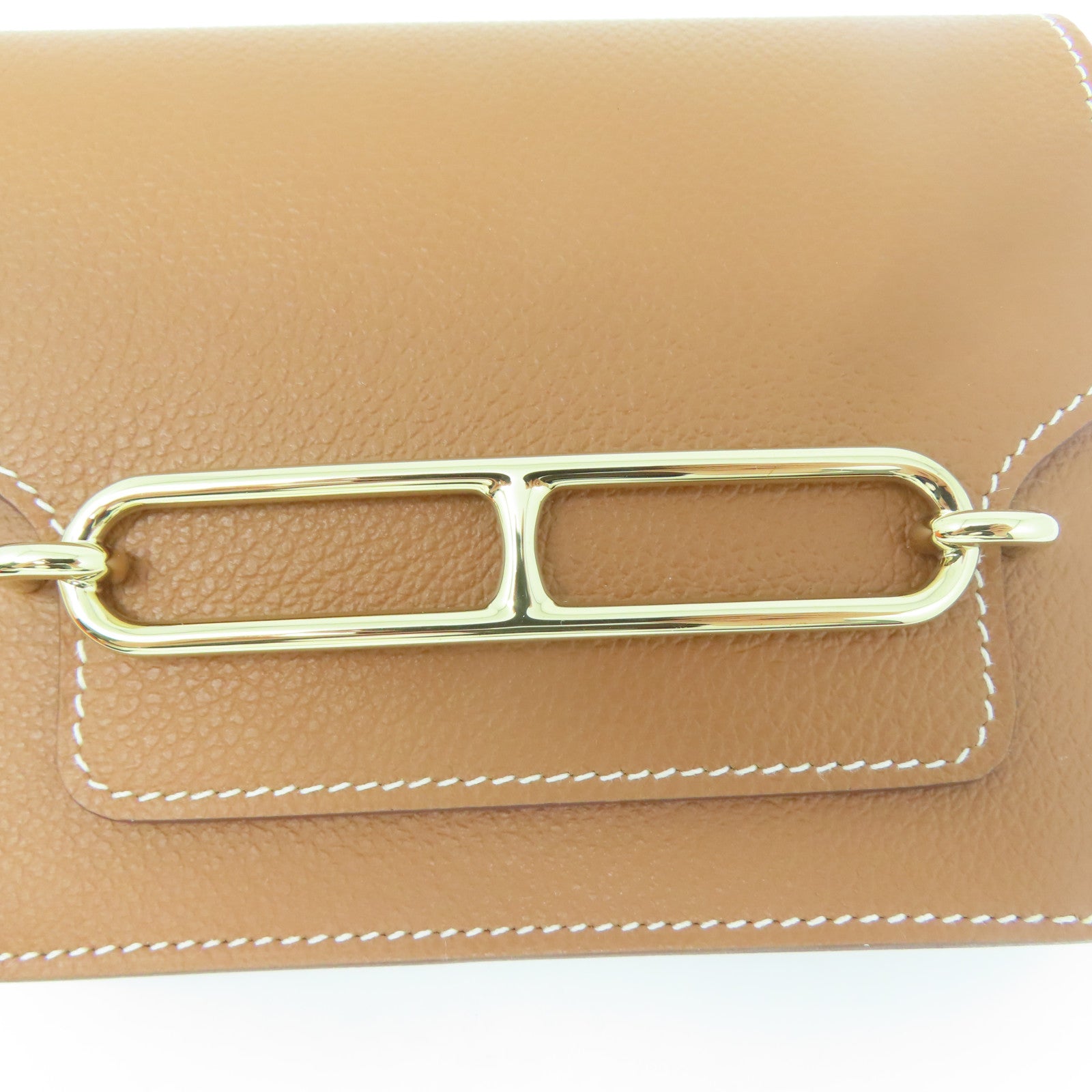 HERMES **【清倉大減價】Evercolor皮革Roulis Slim金扣錢包金色/經典駝色