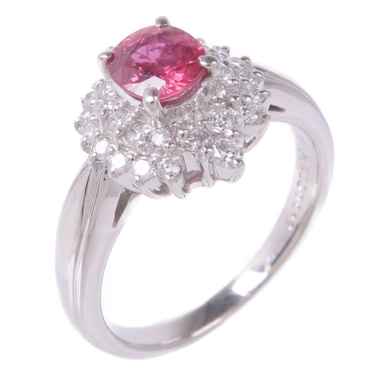 JEWELRY PT900鉑金Ruby Diamond Ring紅寶石/鑽石戒指US#6.25