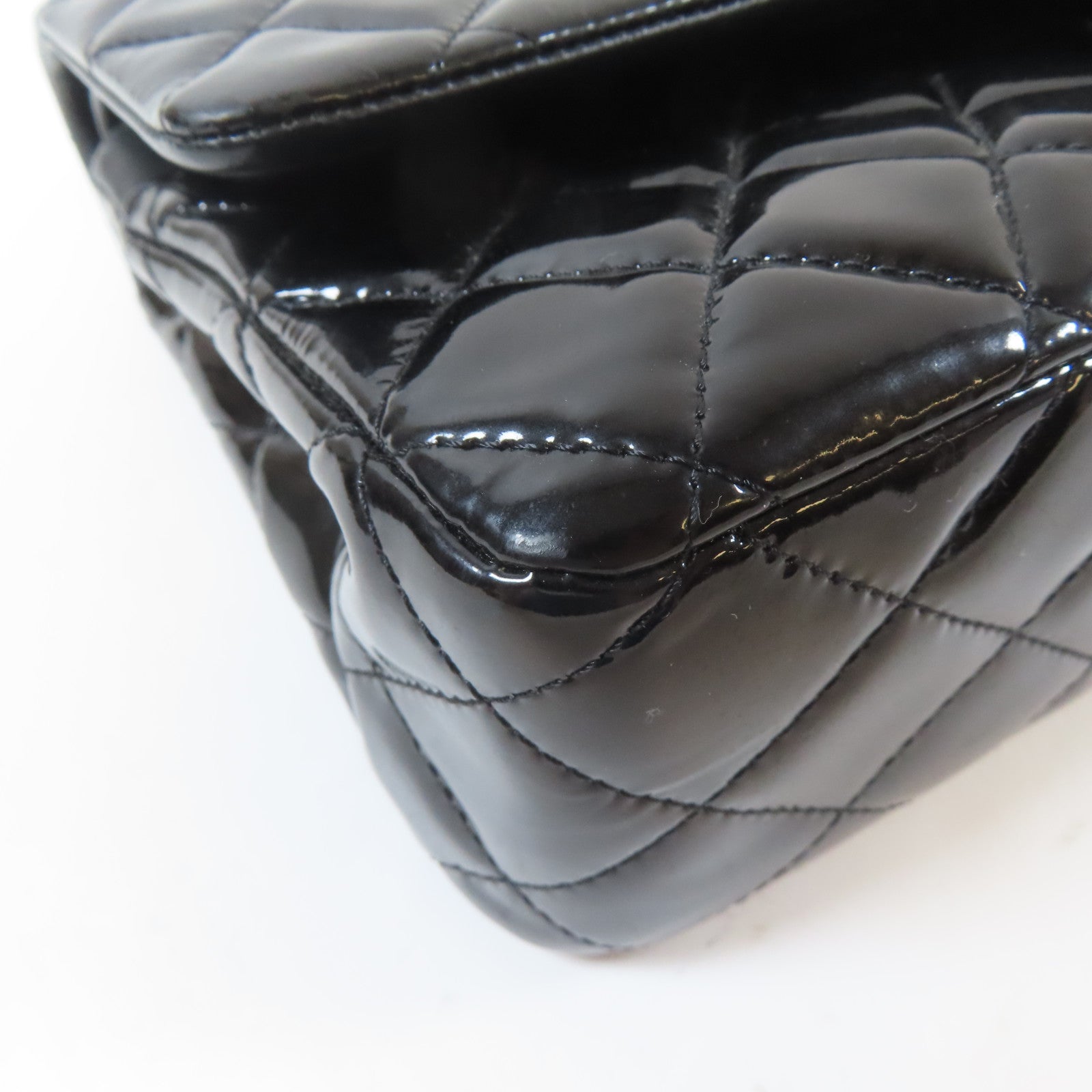 CHANEL (PRICE DOWN) Quilted CC SHW Chain Shoulder Bag Patent Leather Black