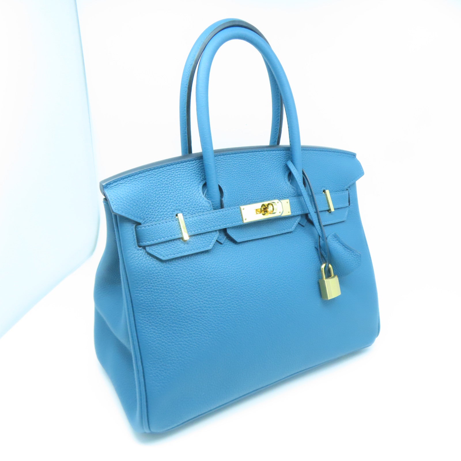 HERMES 【激減優惠】Taurillon Clemence皮革Birkin 30金扣手挽袋藍色