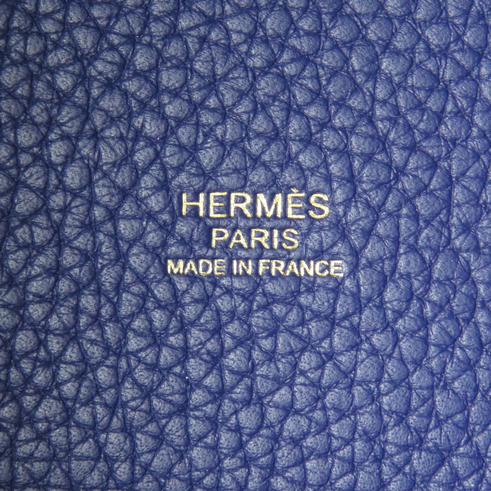 HERMES Clemence皮革Picotin 22金扣手挽袋深藍色