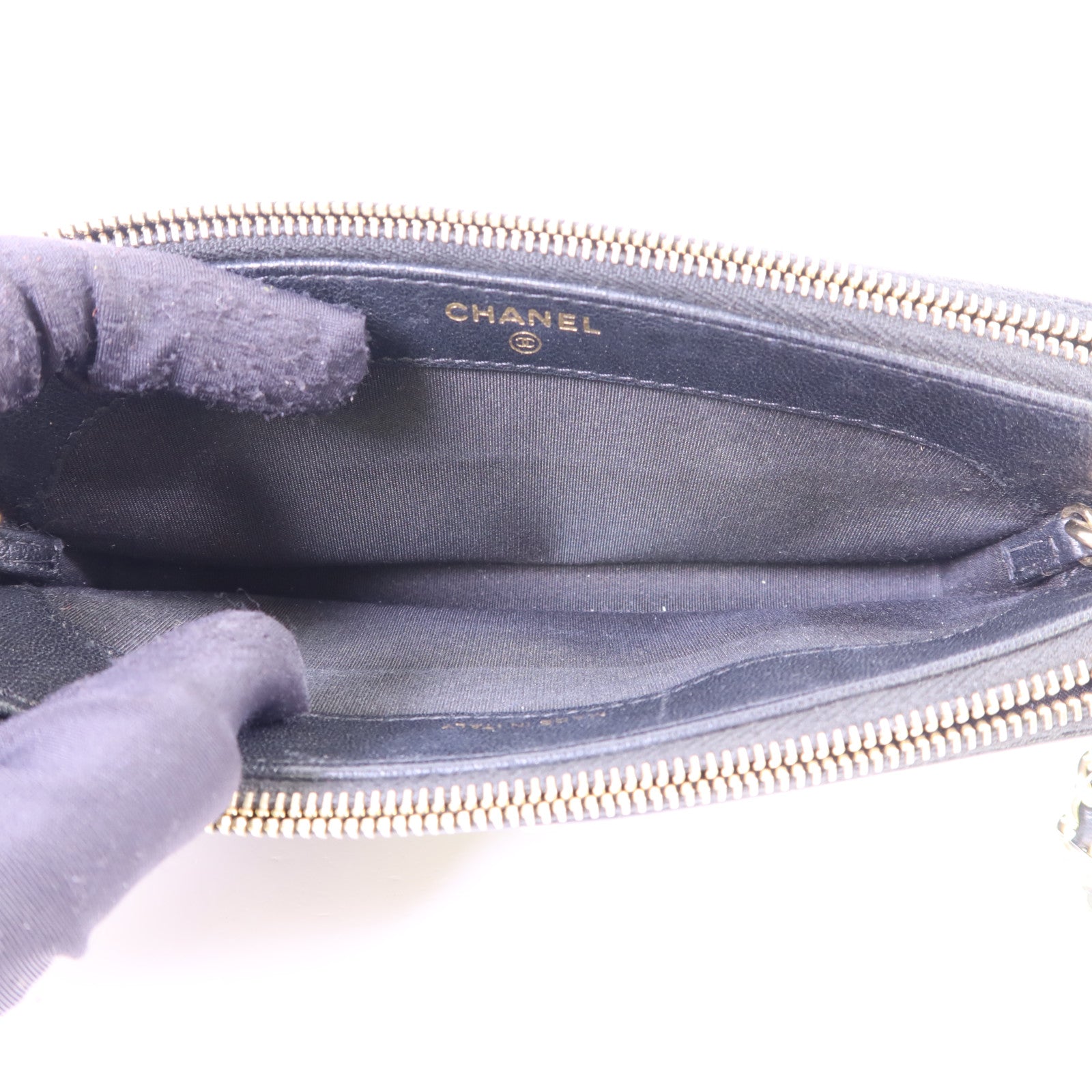 CHANEL 牛皮皮革Shoulder Bag金扣鏈帶肩背袋