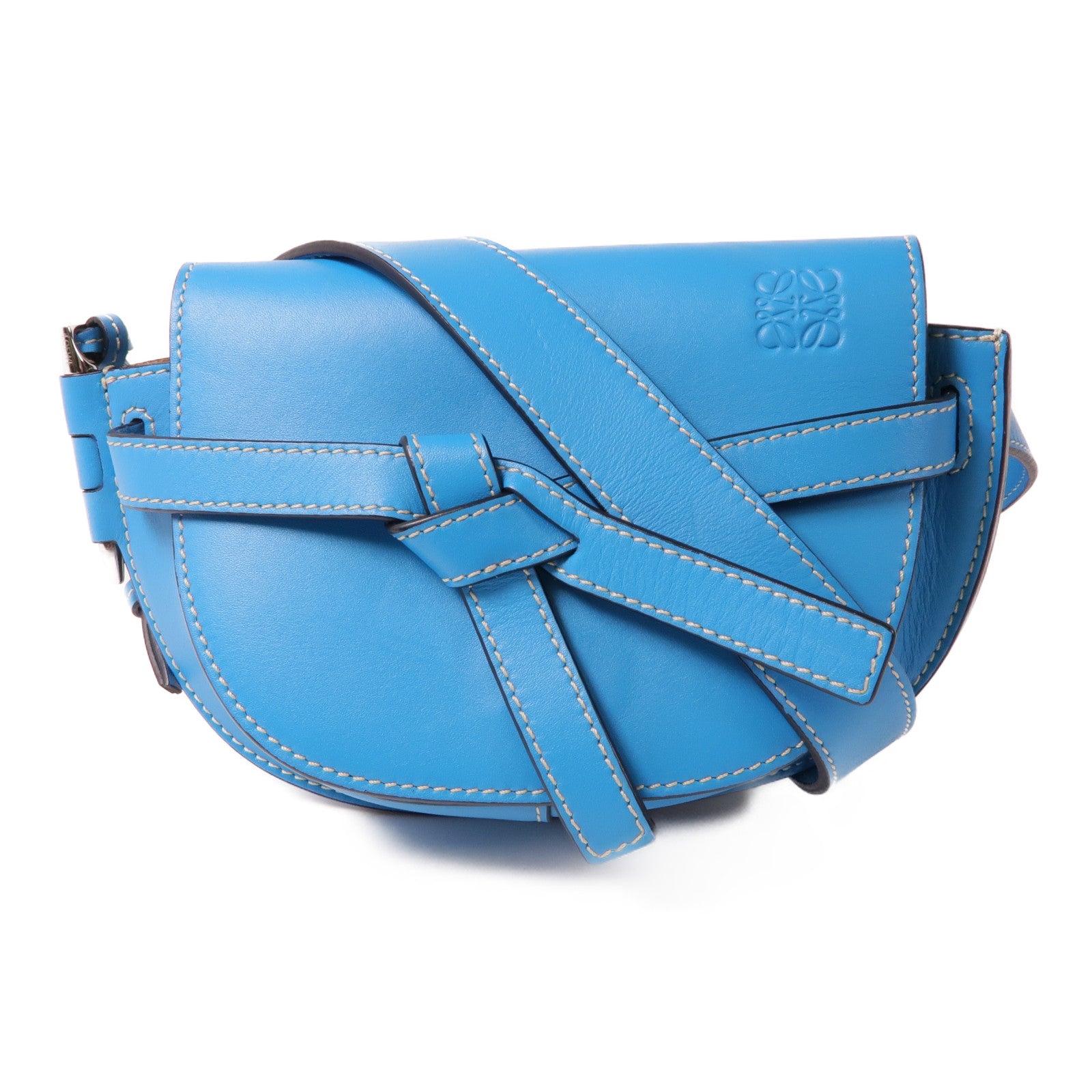 LOEWE 牛皮皮革Gate Bumbag銀扣腰包