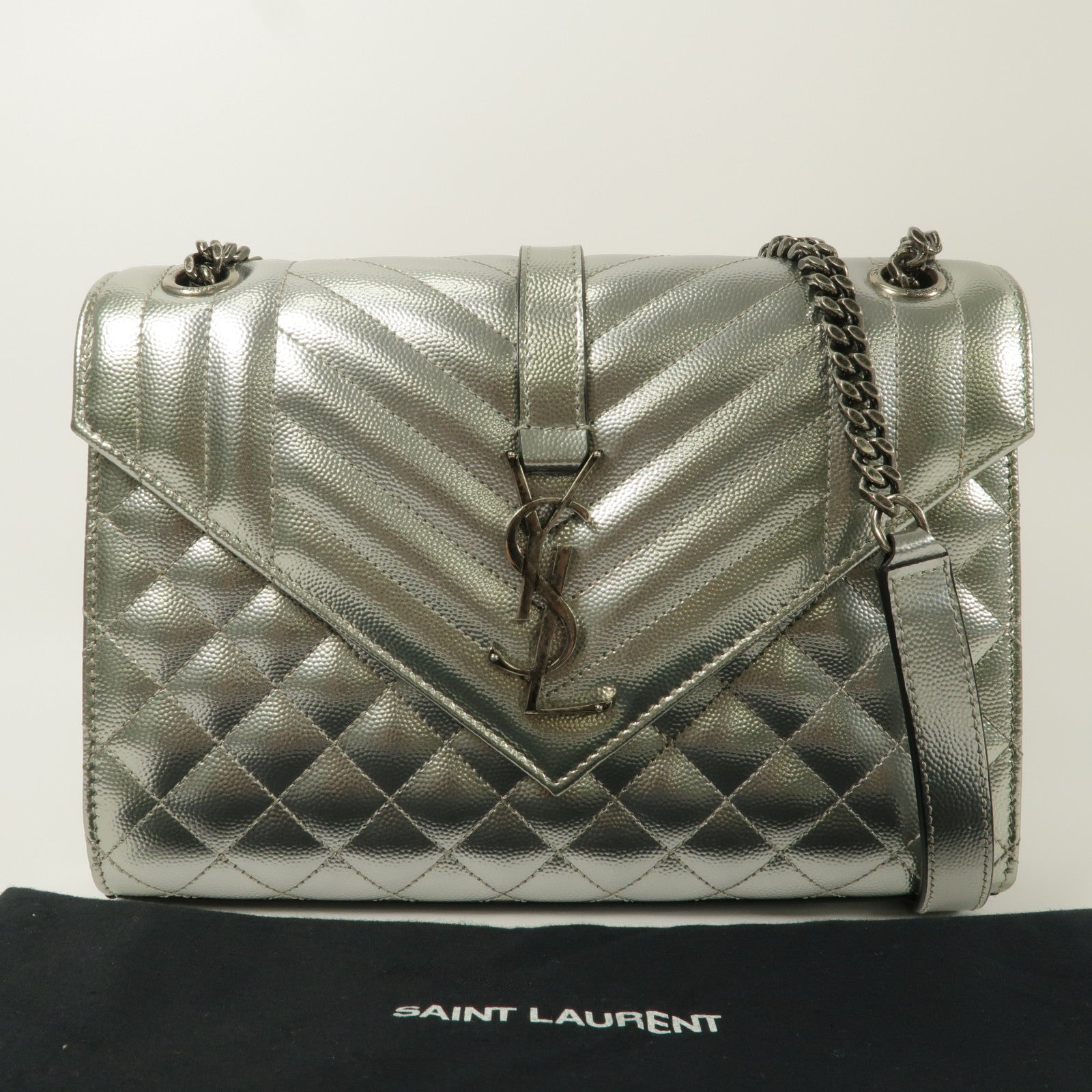 SAINT LAURENT 牛皮皮革Envelope Chain Bag Medium鏈帶肩背袋