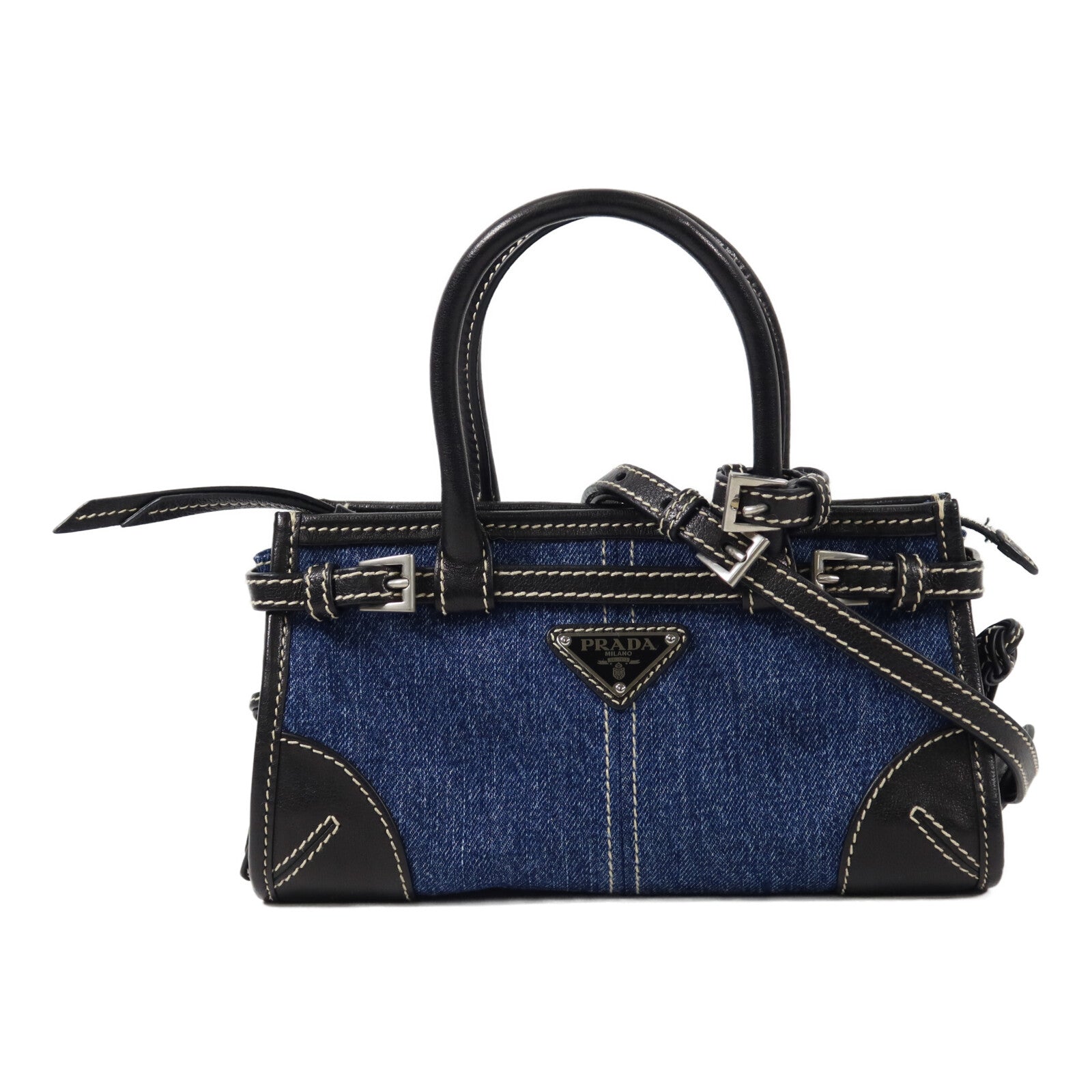 PRADA 牛仔布Bonnie Mini手挽肩背兩用袋