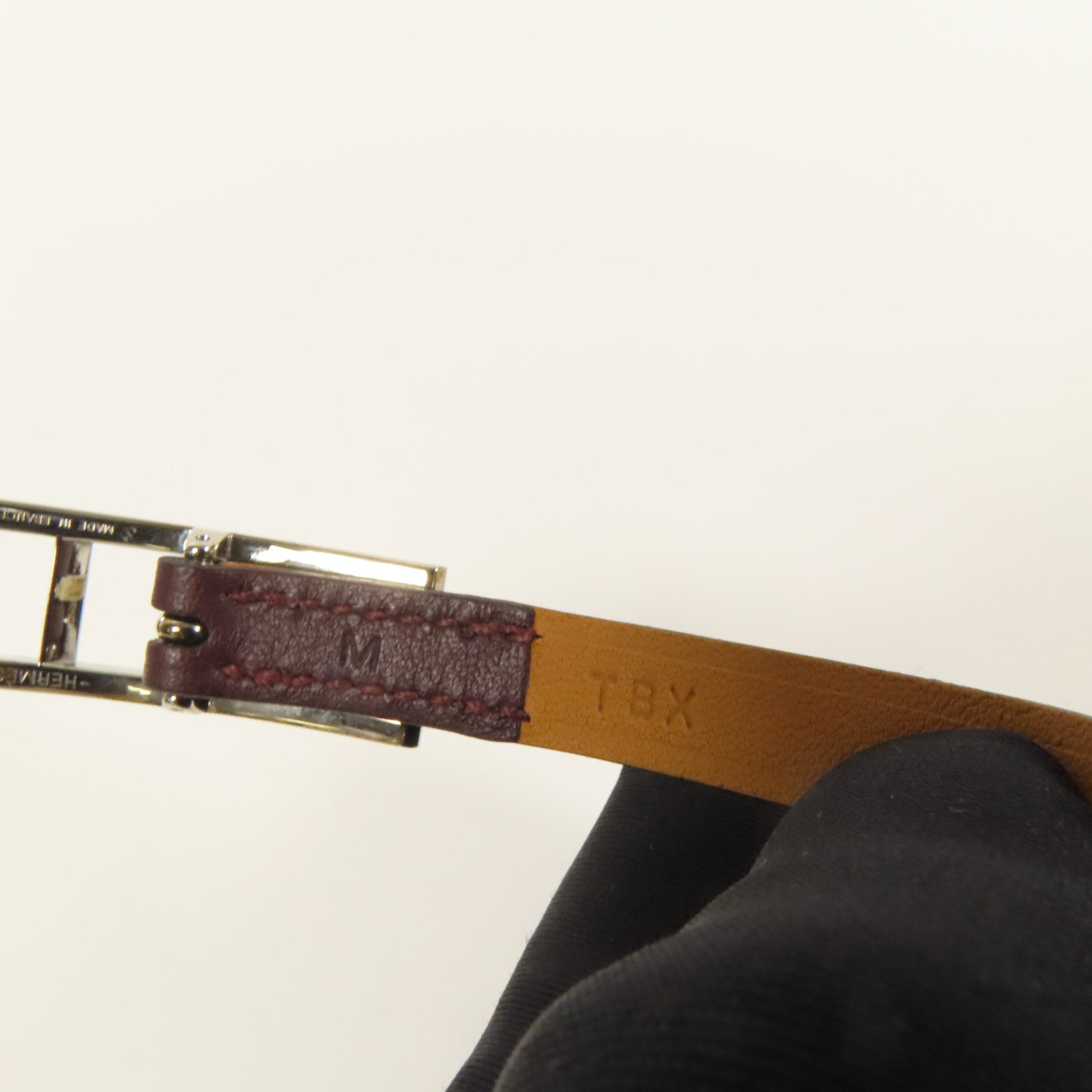 HERMES Swift皮革Behapi Double Tour Bracelet銀扣手帶Brown