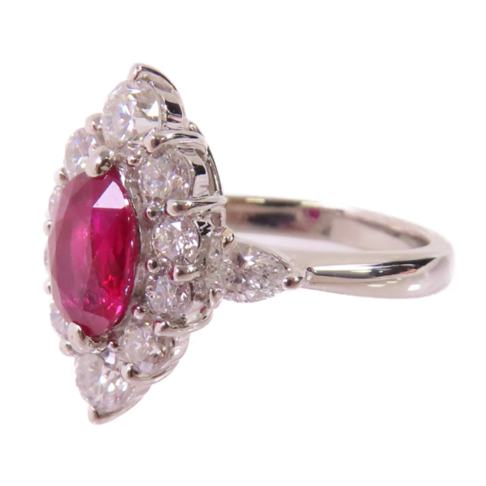 JEWELRY PT900鉑金/1.11ct紅寶石/1.26ct鑽石Ruby/Diamond Ring戒指US#5