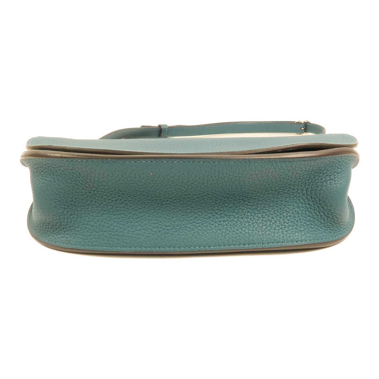 HERMES Clemence皮革Saut 25銀扣肩背袋Vert Bosphore