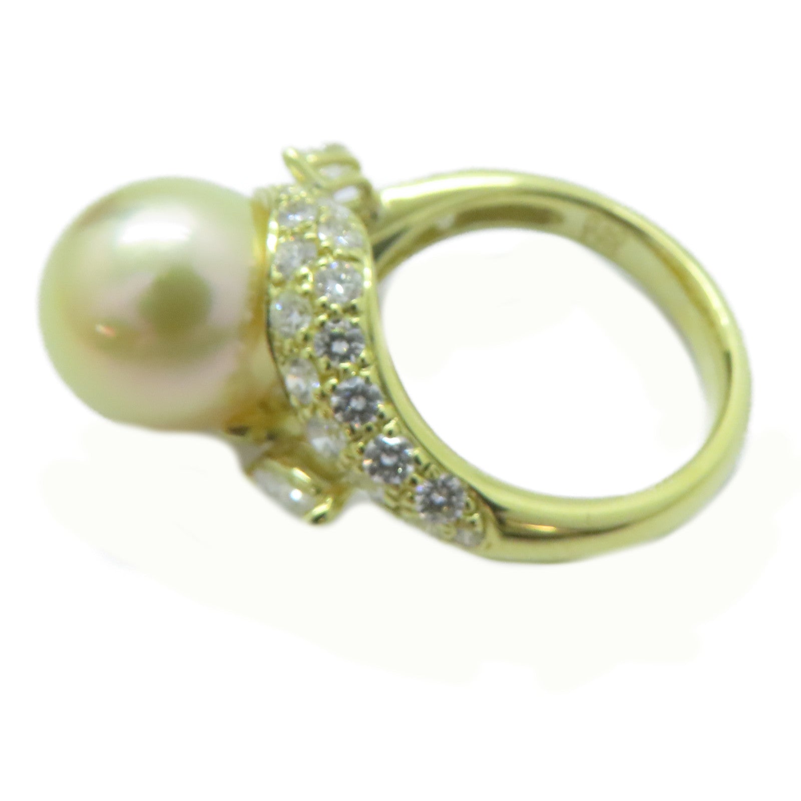 JEWELRY 【激減優惠】18K黃金/Pearl 11.4mm/0.29ct鑽石Pearl Ring戒指US#6.5