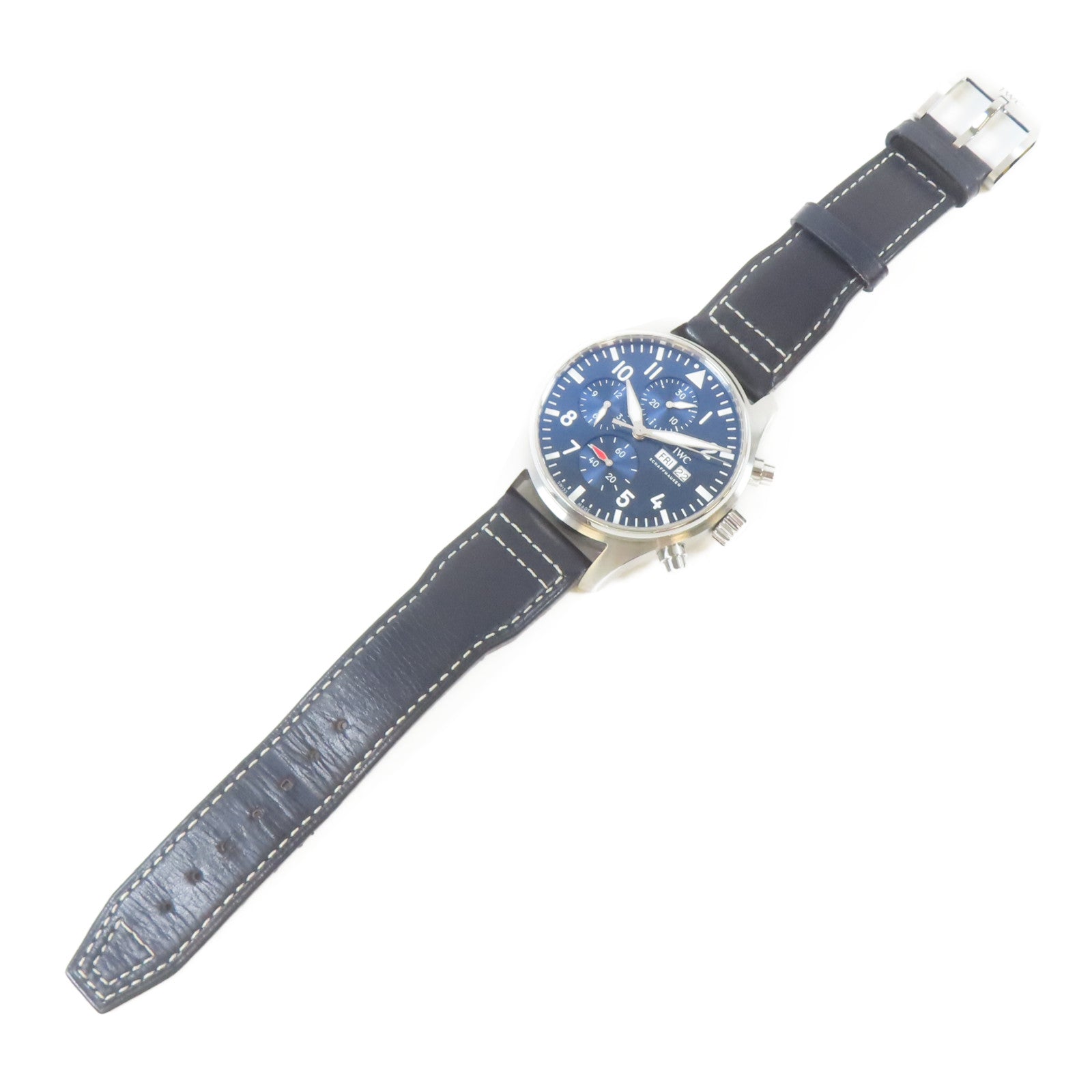 IWC Pilots不鏽鋼/皮革手錶自動機芯藍色#19.5cm