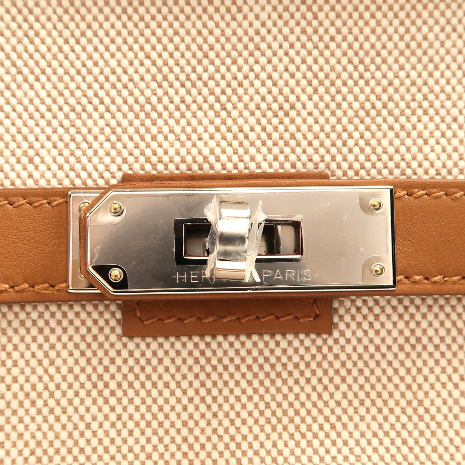 HERMES 帆布Jypsiere Mini銀扣肩背袋Gold