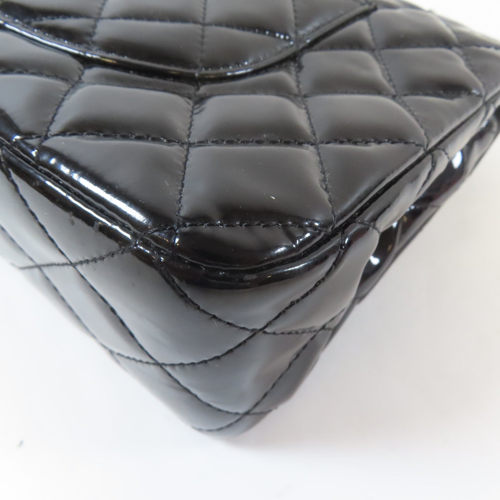 CHANEL (PRICE DOWN) Quilted CC SHW Chain Shoulder Bag Patent Leather Black