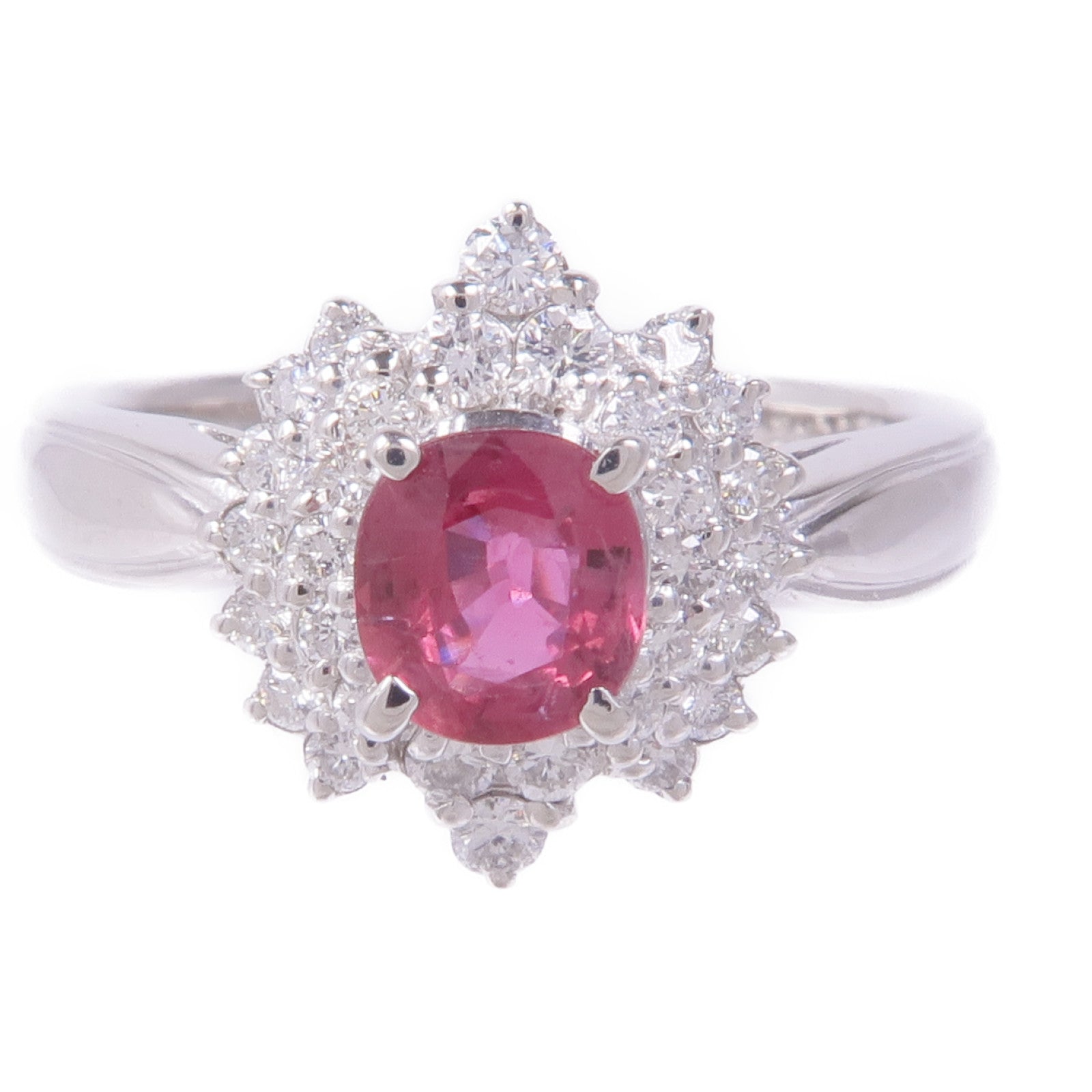 JEWELRY PT900鉑金Ruby Diamond Ring紅寶石/鑽石戒指US#6.25