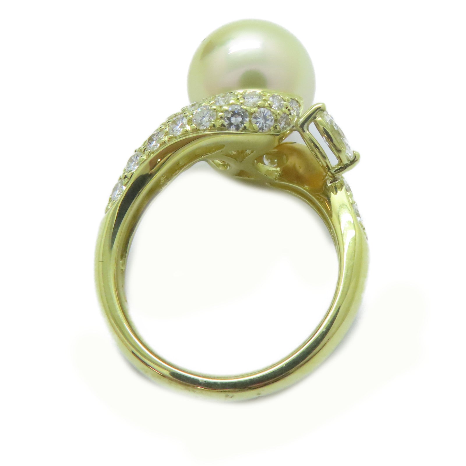 JEWELRY 【激減優惠】18K黃金/Pearl 11.4mm/0.29ct鑽石Pearl Ring戒指US#6.5