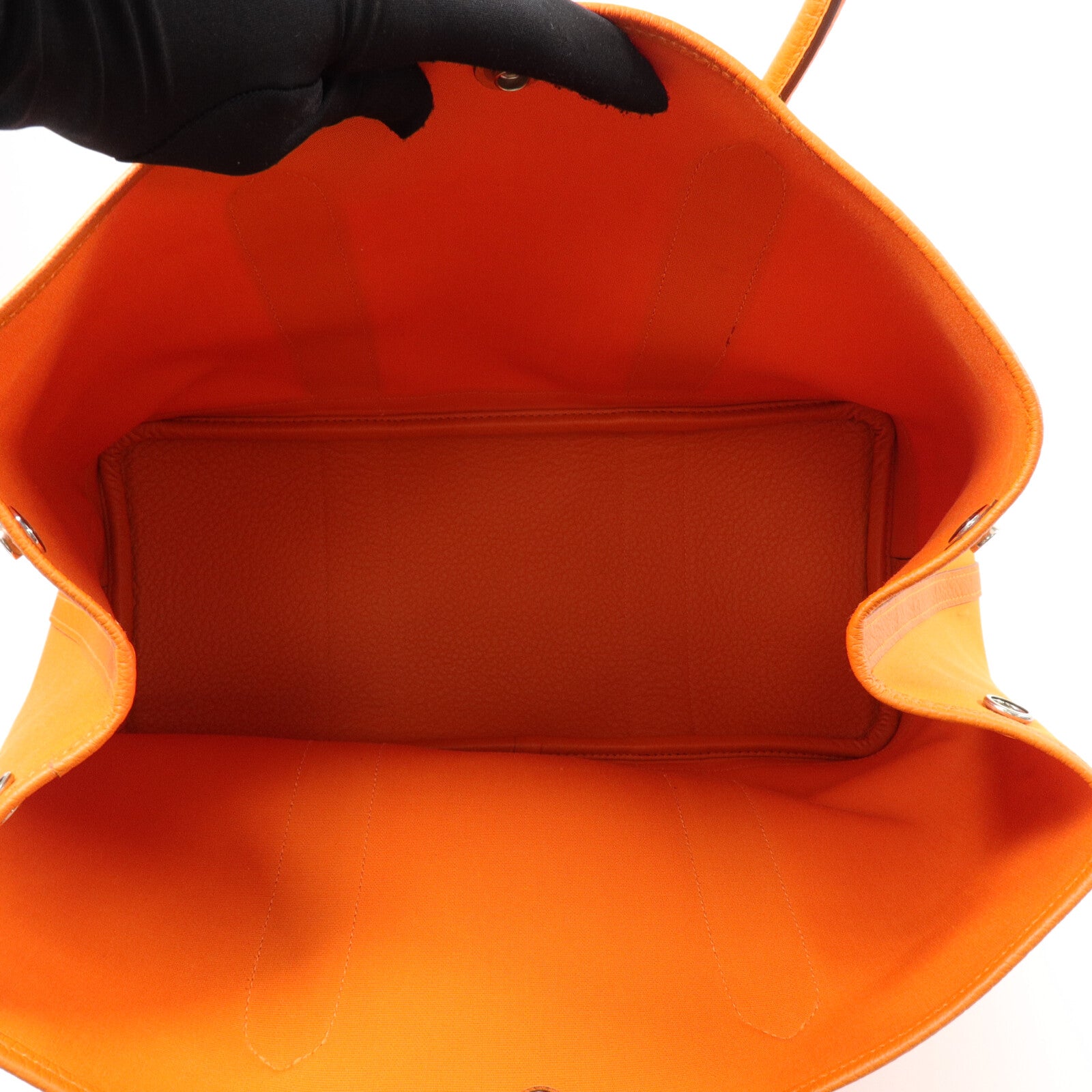 HERMES 帆布Garden Party PM手挽袋Orange